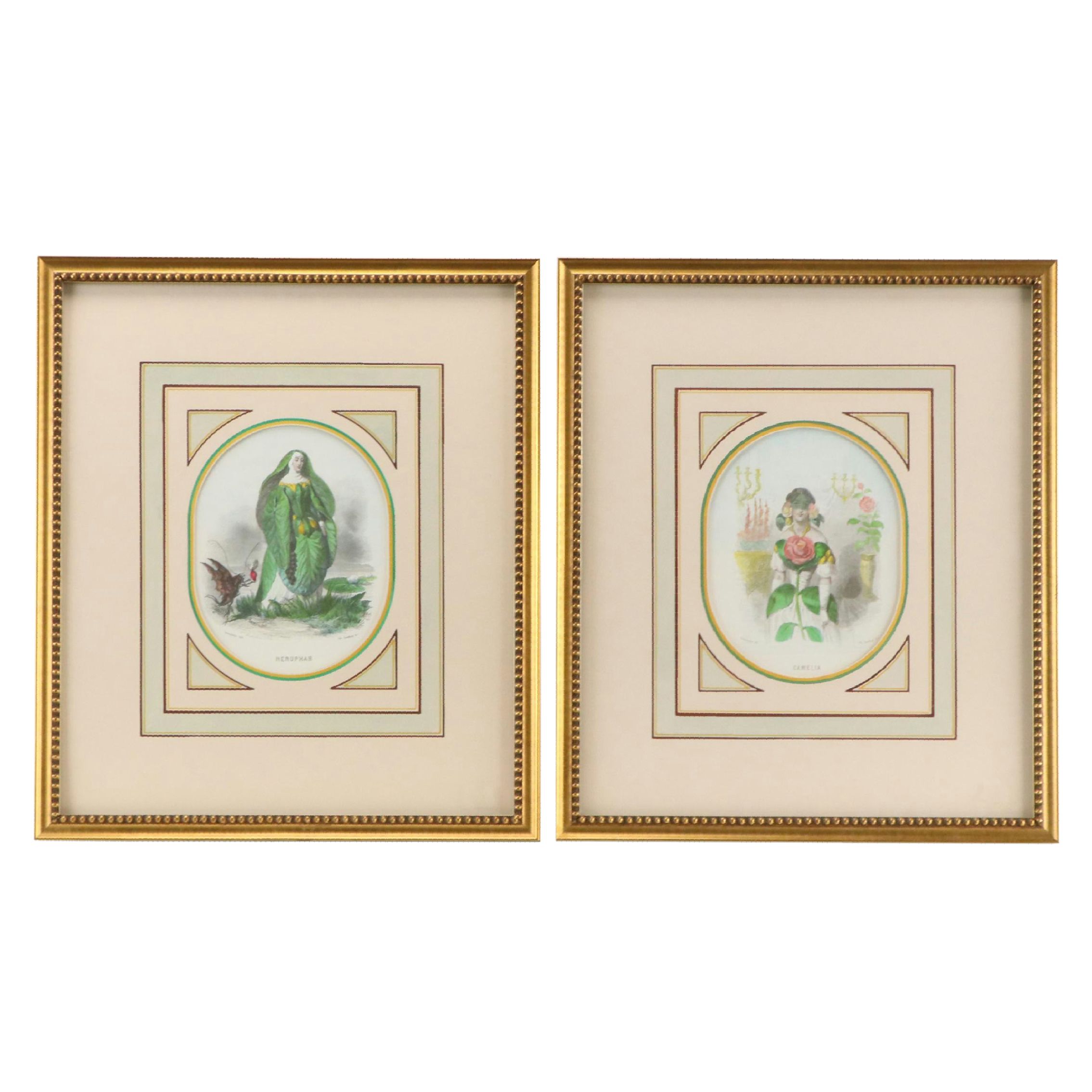 Hand-Colored Offset Lithographs After J. J. Grandville Including "Camelia"