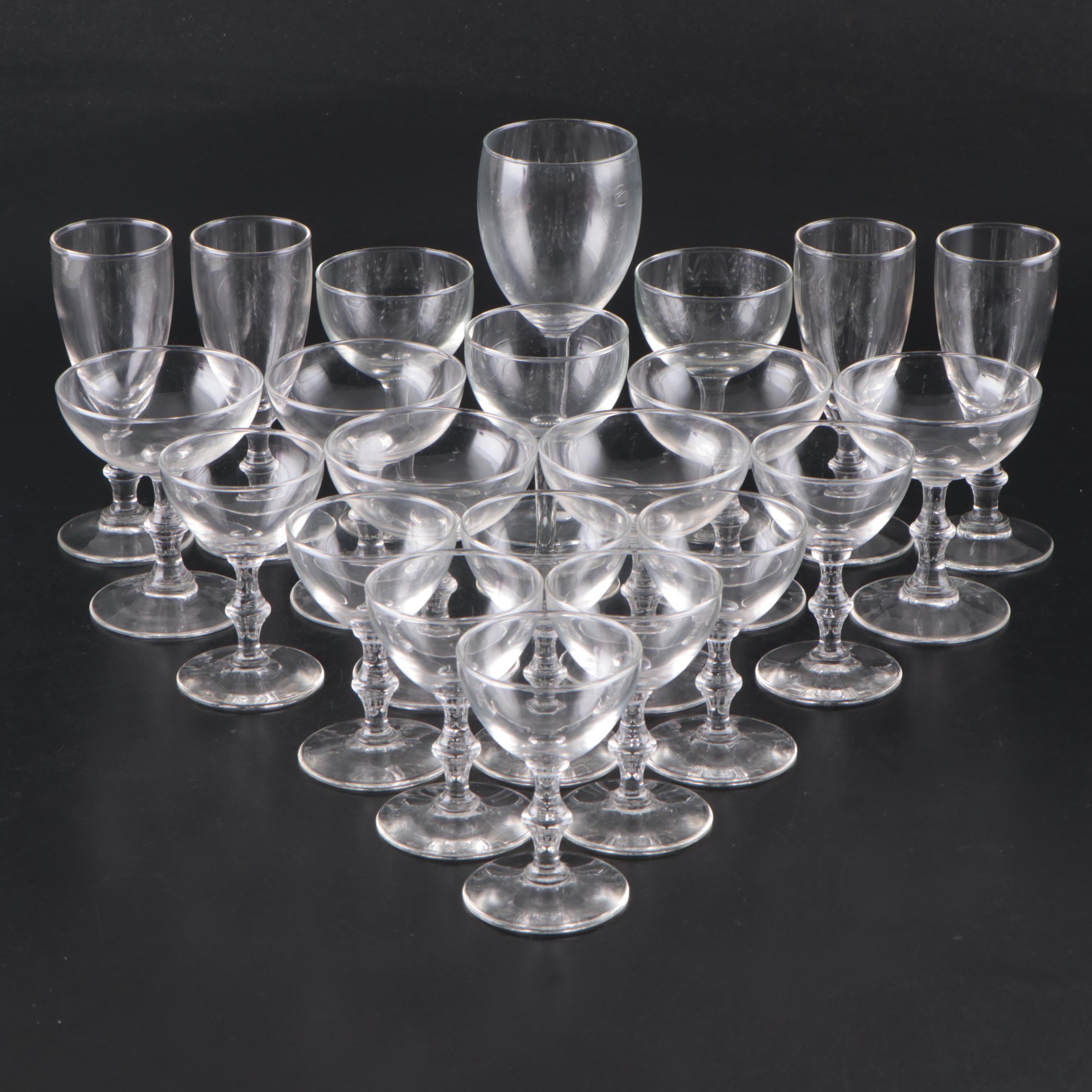Wafer Stem Glass Cocktail Glasses and Champagne Coupes with More