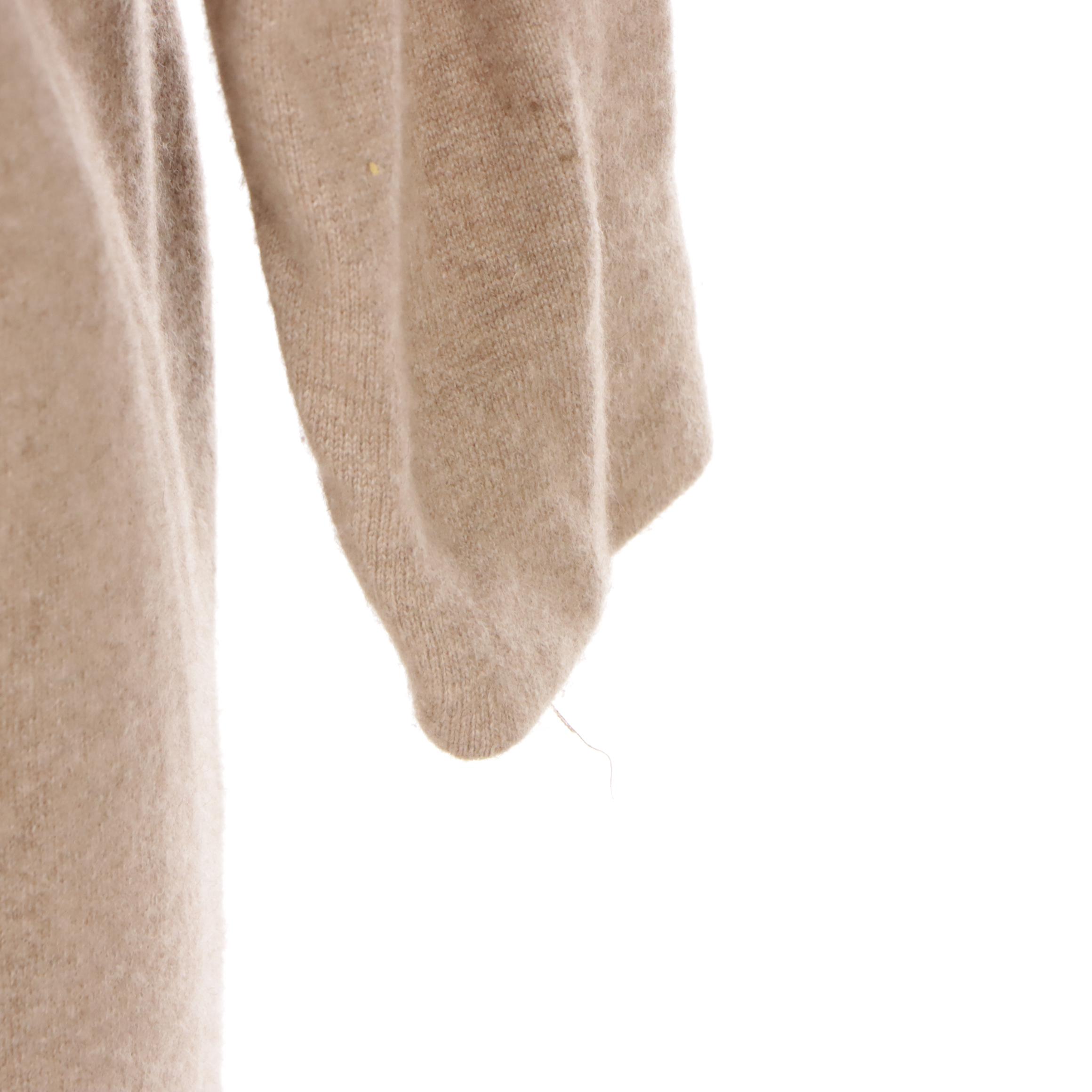 Oscar de La Renta Tan Cashmere Knit Sweater Dress with Wrap Scarf Detail