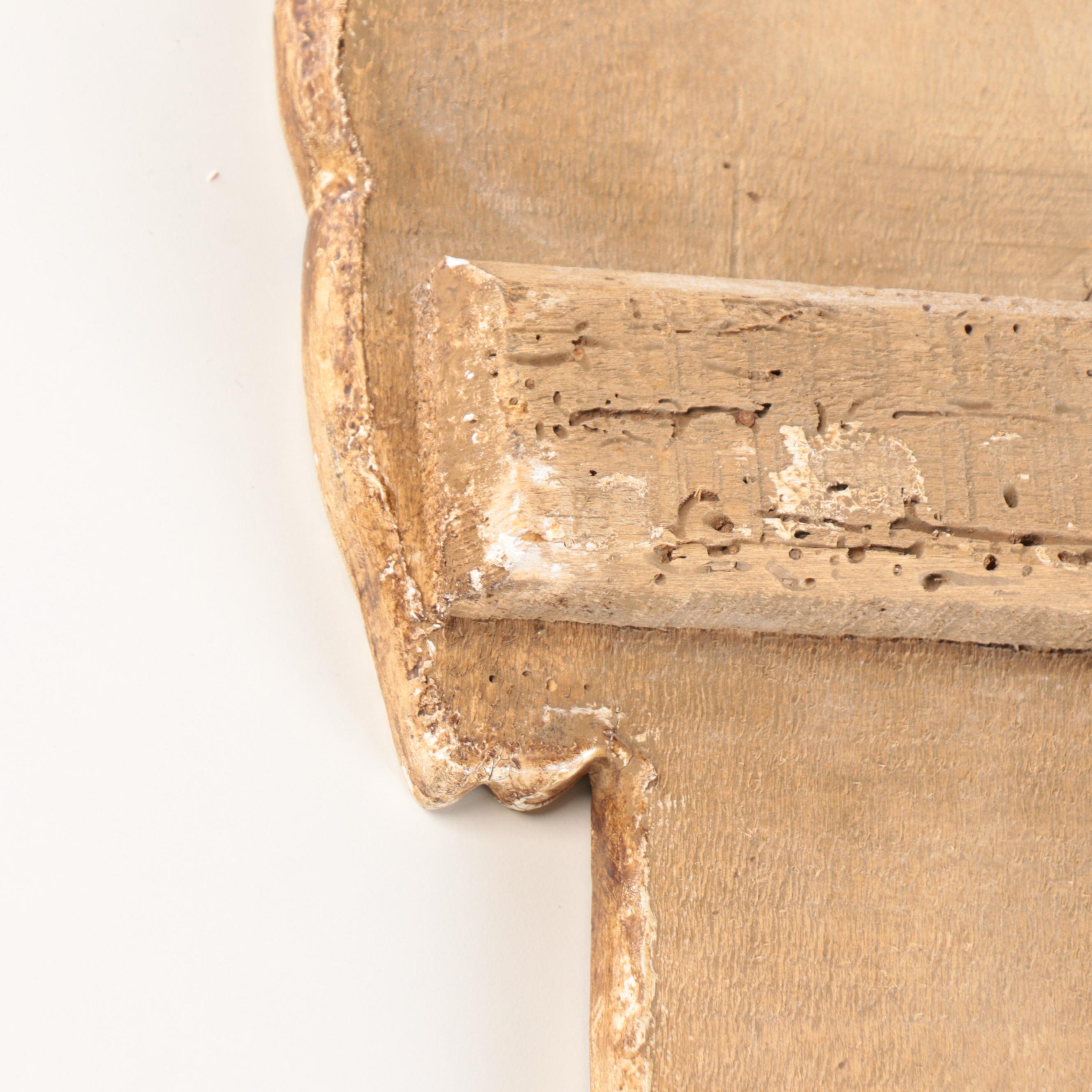 Oil Painting on Cut Out Wood Panel of Parrots in Fruit Tree Topiary