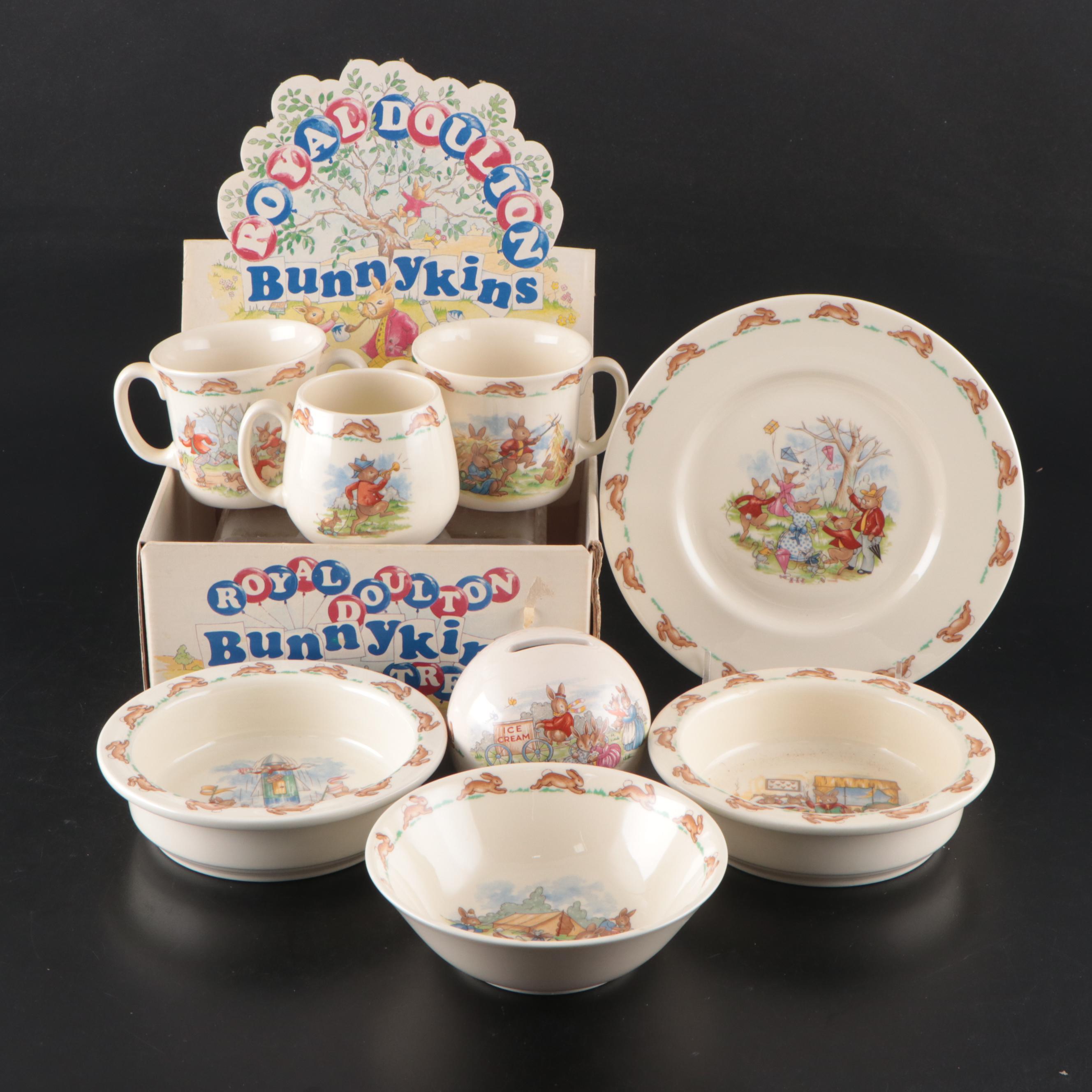Royal Doulton "Bunnykins" Bone China Children's Dinnerware, Mid to Late 20th C.