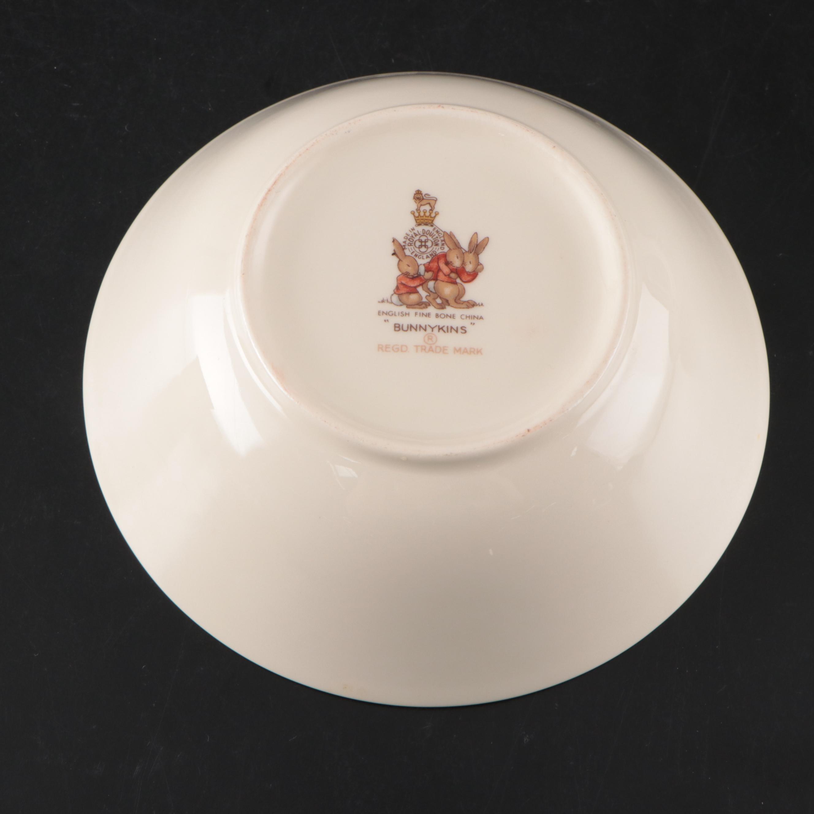 Royal Doulton "Bunnykins" Bone China Children's Dinnerware, Mid to Late 20th C.
