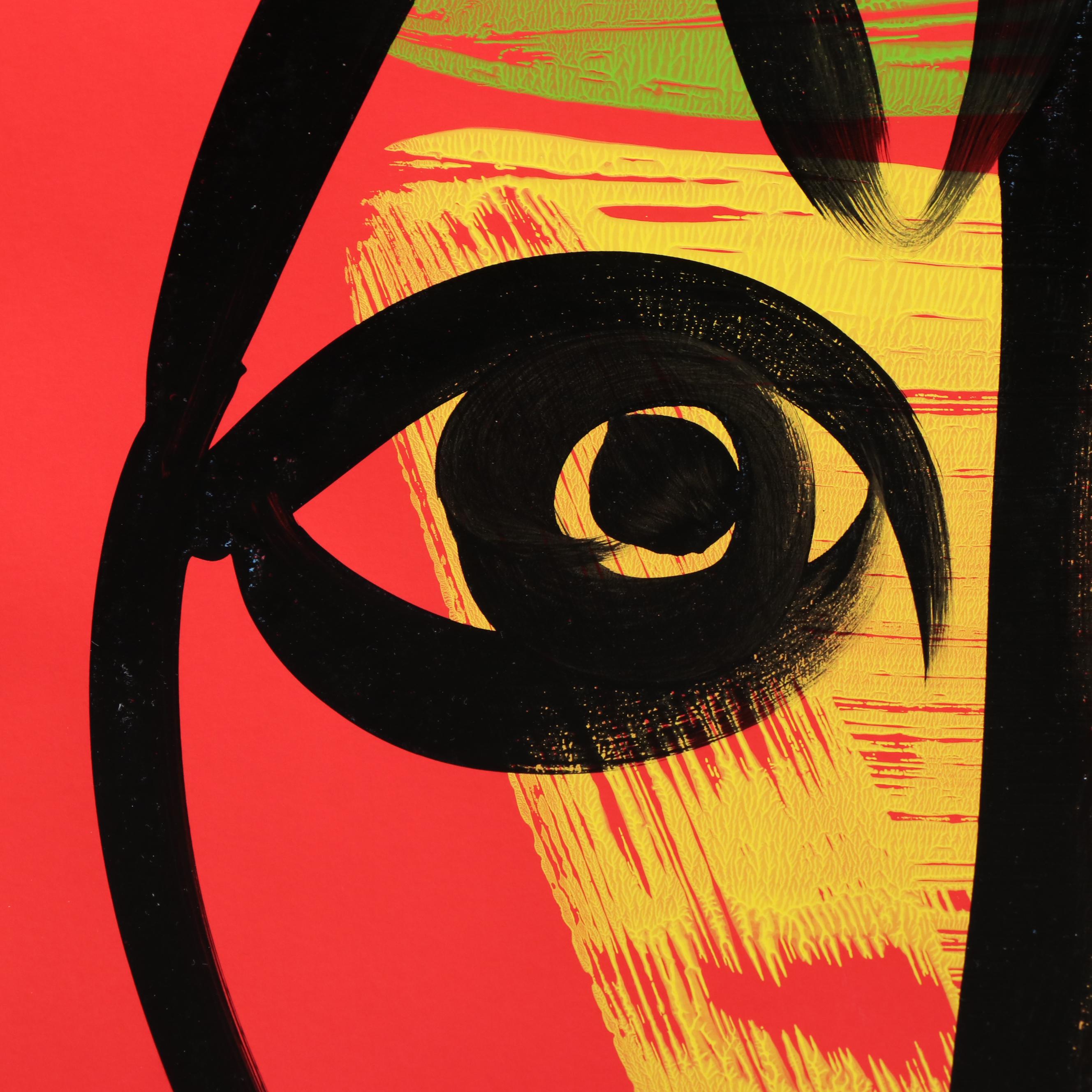 Peter Keil  Abstract Acrylic Portrait Painting, Late 20th Century