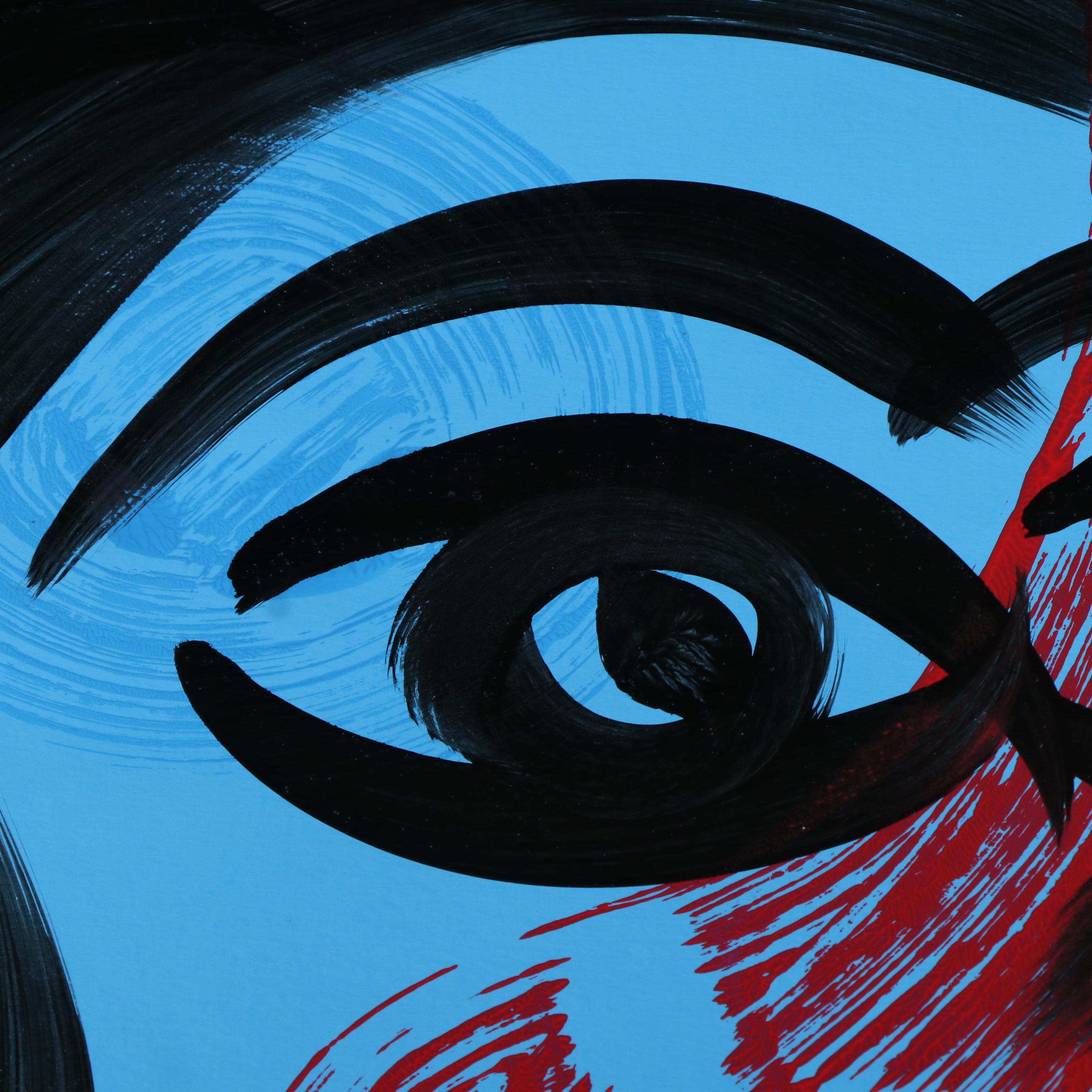 Peter Keil Abstract Acrylic Portrait Painting, Late 20th Century