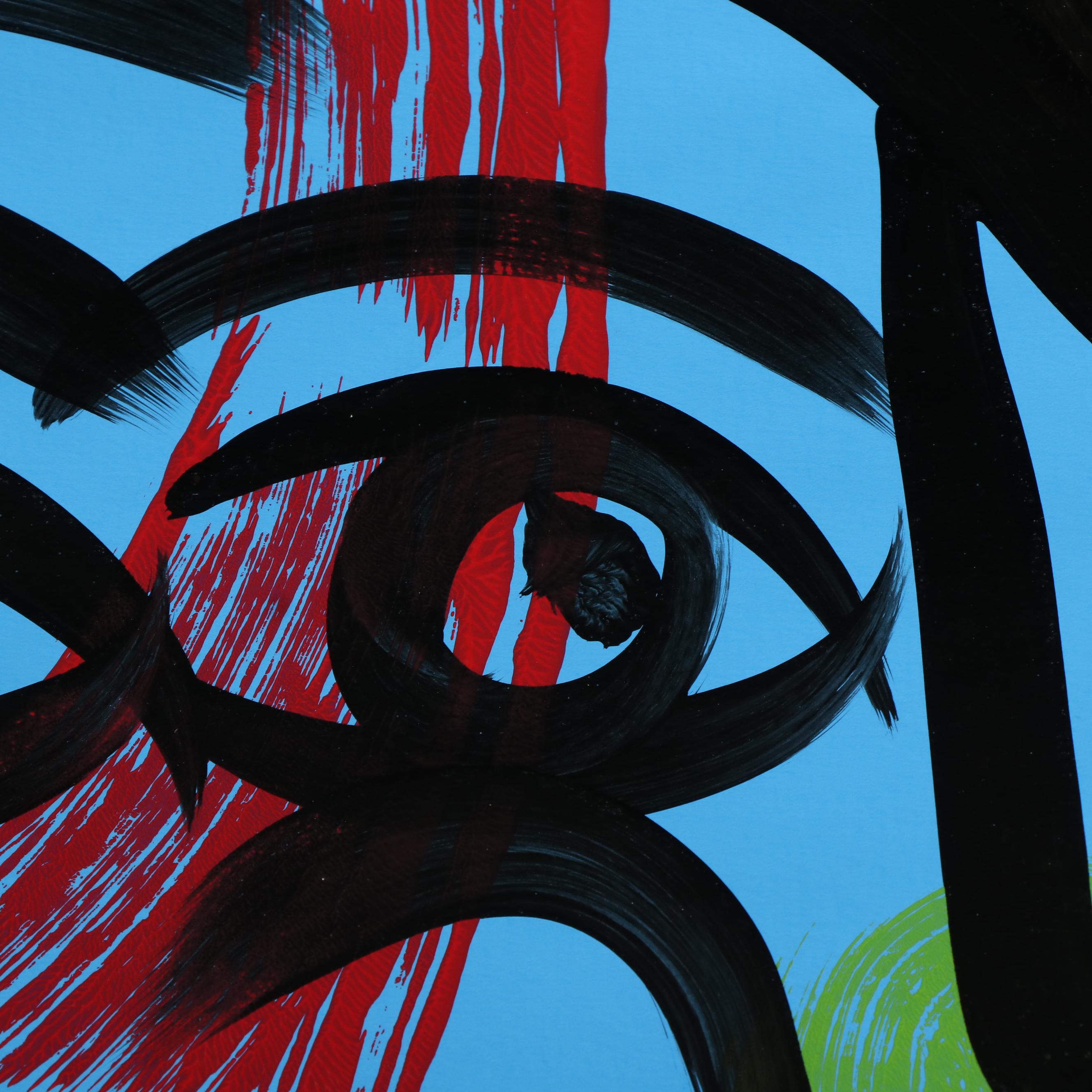 Peter Keil Abstract Acrylic Portrait Painting, Late 20th Century