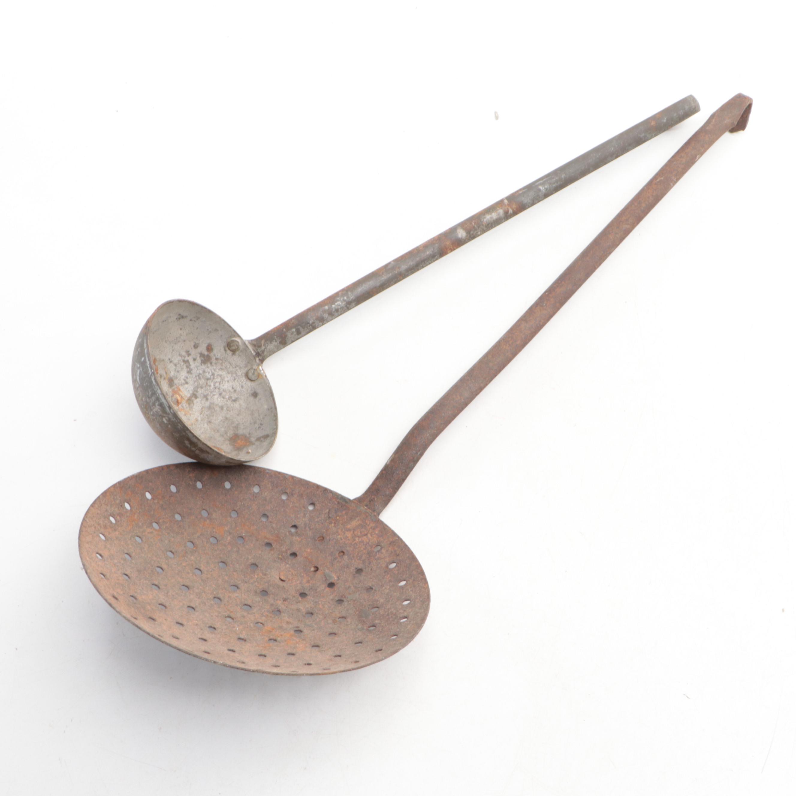 Coca-Cola Vintage Tray with Asbestos Sad Iron, Brass Bucket, Strainers and More