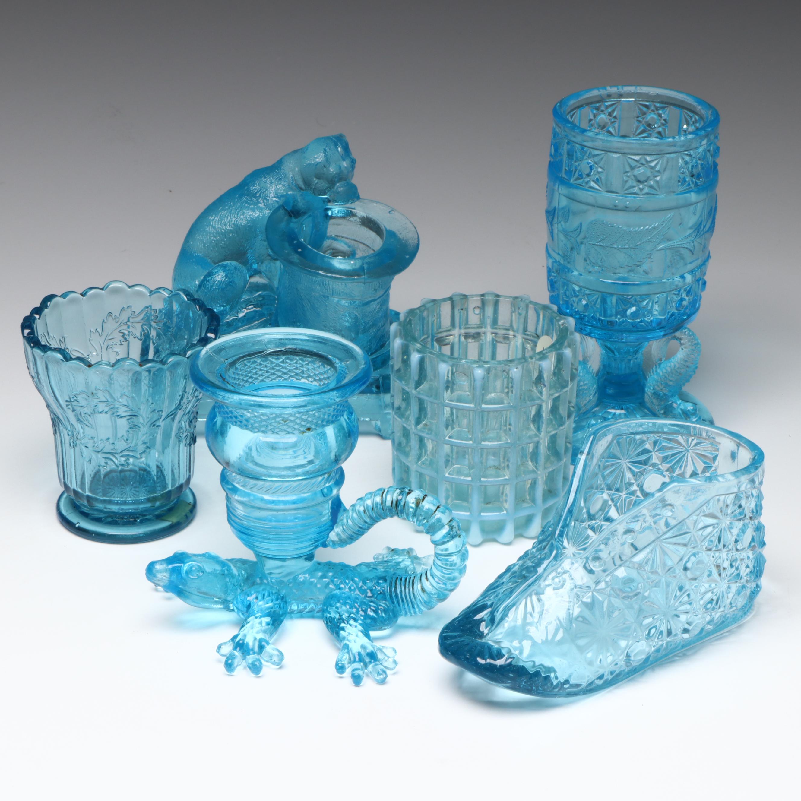 Fenton Style Glass Shoe Toothpick Holder with More Glass Toothpick Holders