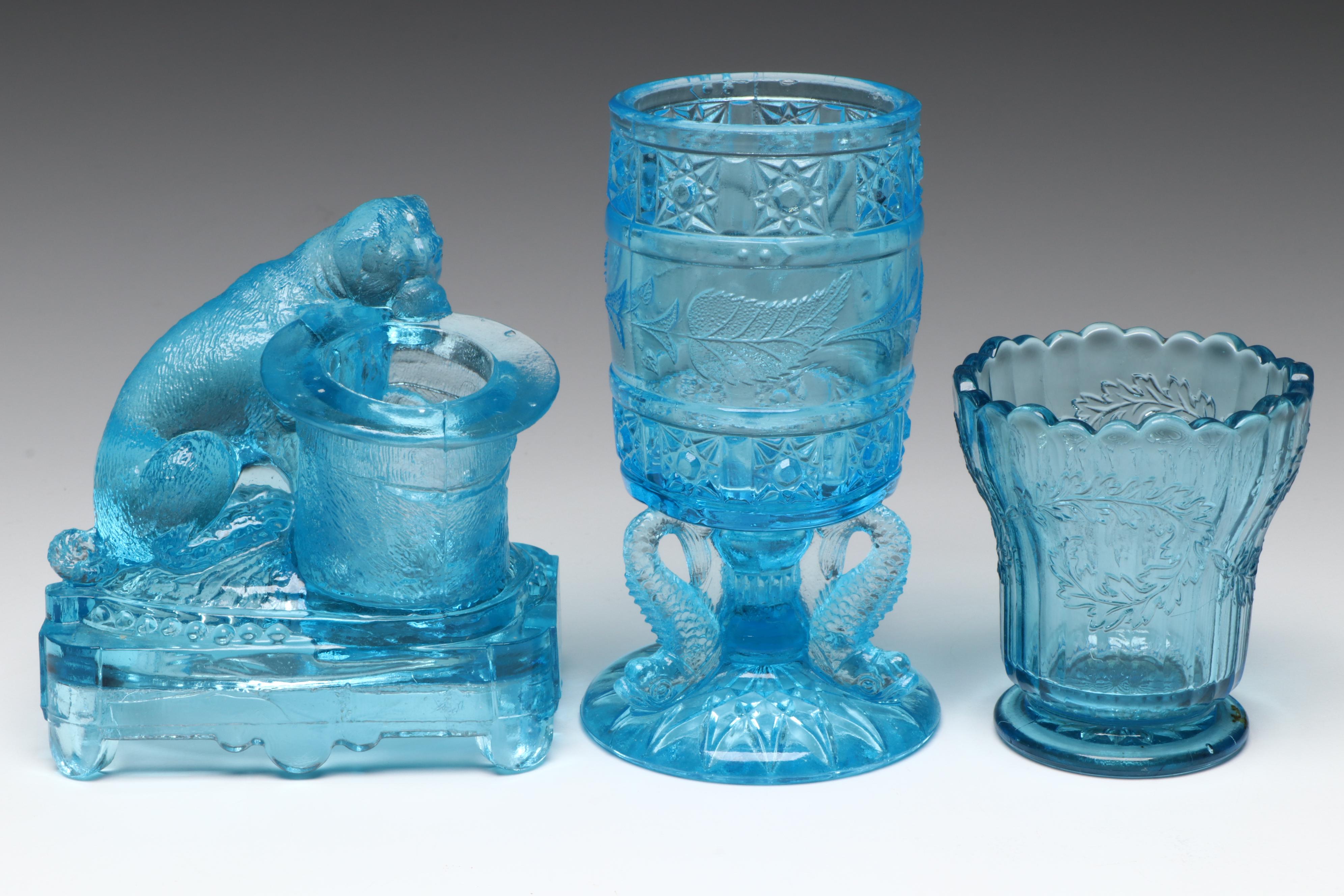 Fenton Style Glass Shoe Toothpick Holder with More Glass Toothpick Holders