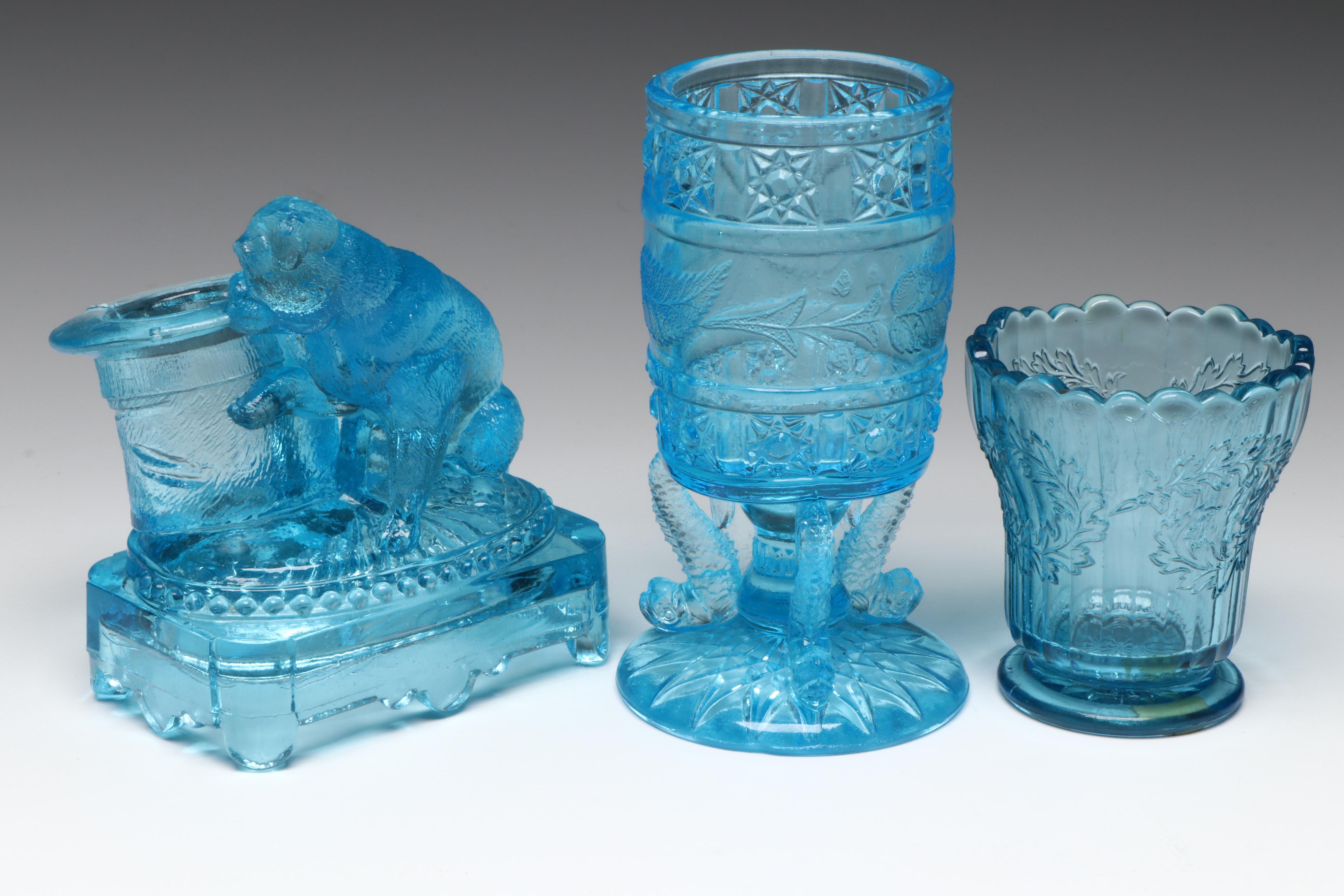 Fenton Style Glass Shoe Toothpick Holder with More Glass Toothpick Holders