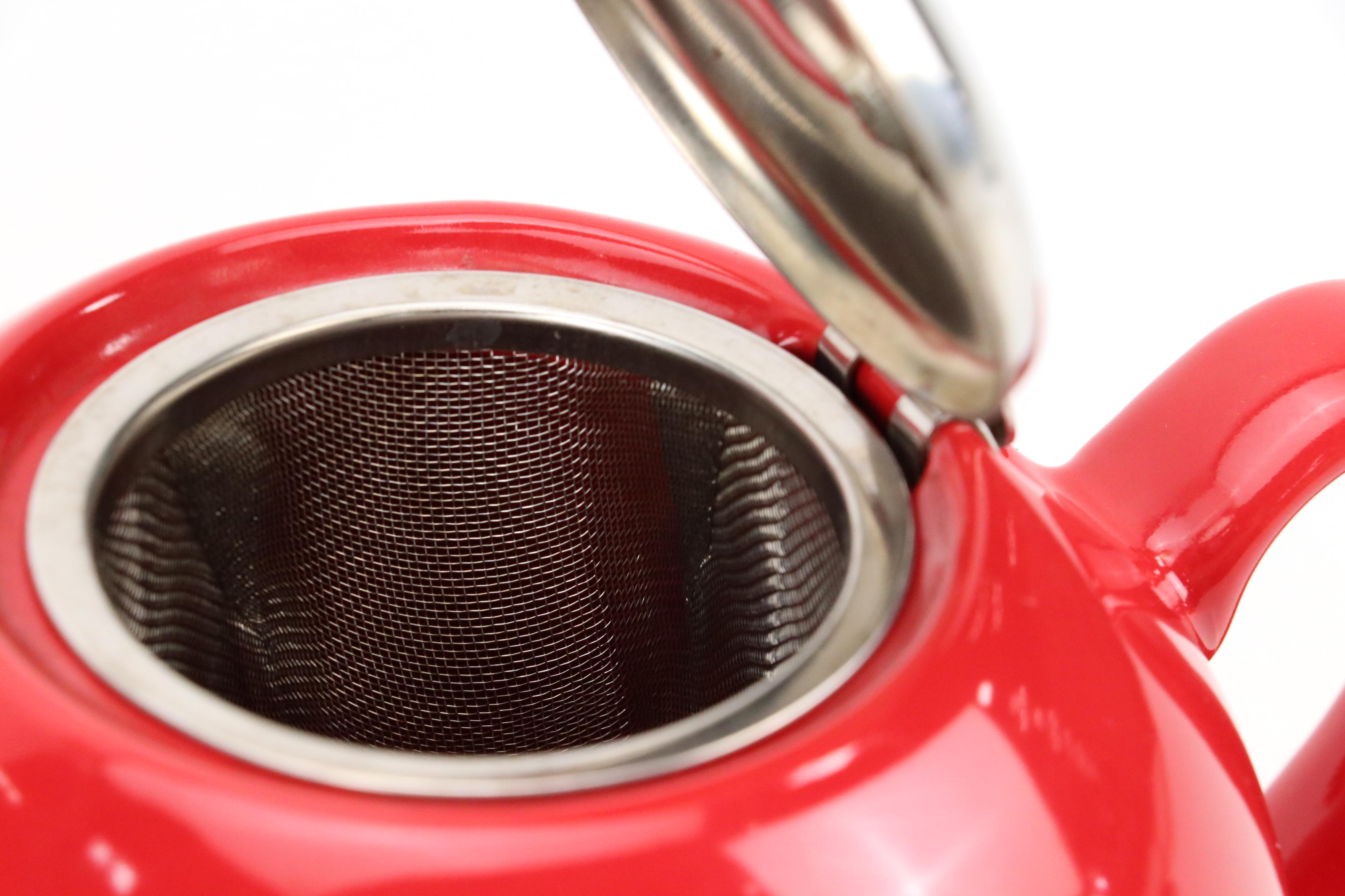 Hall "Chinese Red" Ceramic Coffelator Coffee Pot with Other Ceramic Teapots