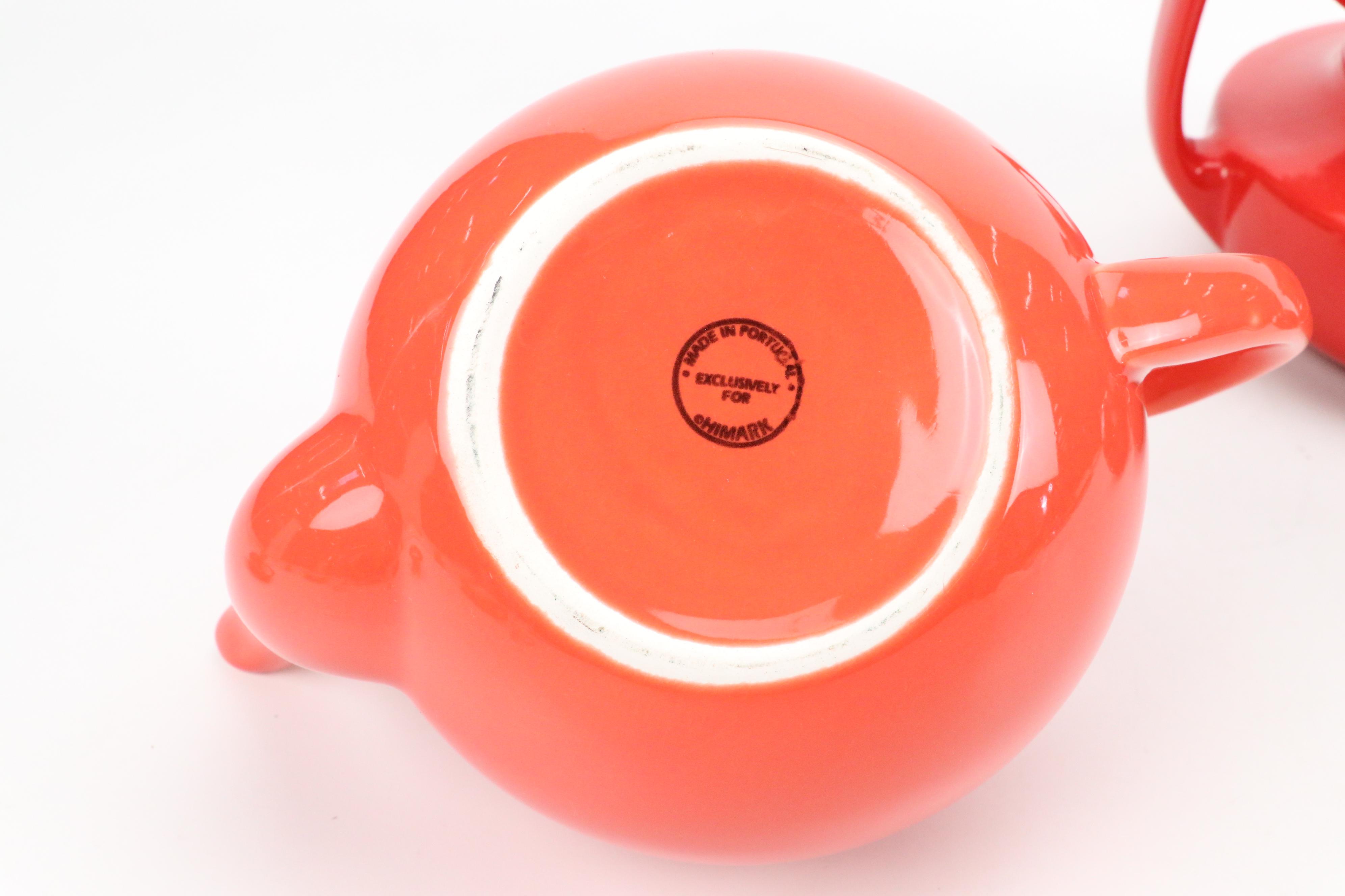 Hall "Chinese Red" Ceramic Coffelator Coffee Pot with Other Ceramic Teapots