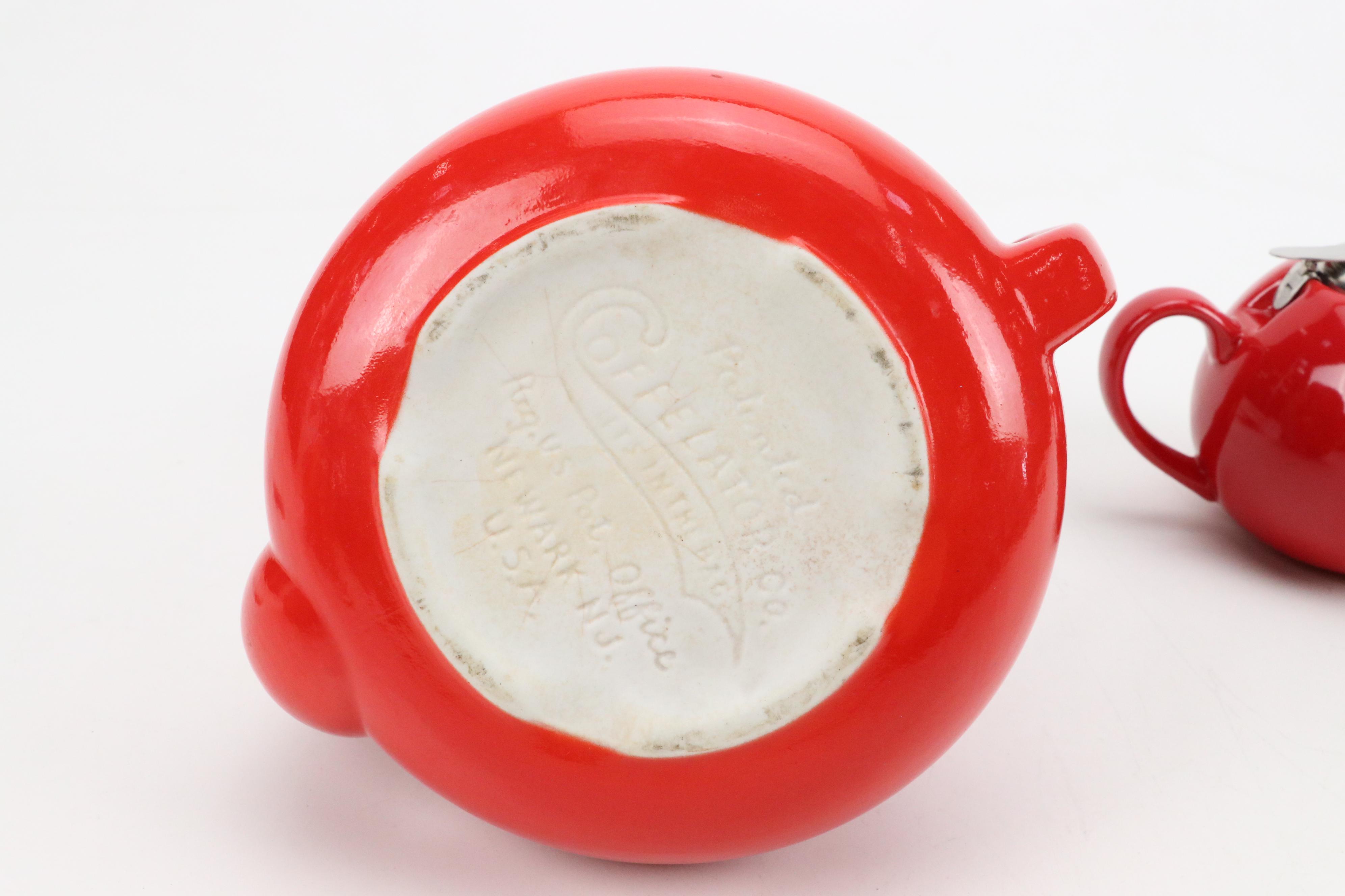 Hall "Chinese Red" Ceramic Coffelator Coffee Pot with Other Ceramic Teapots