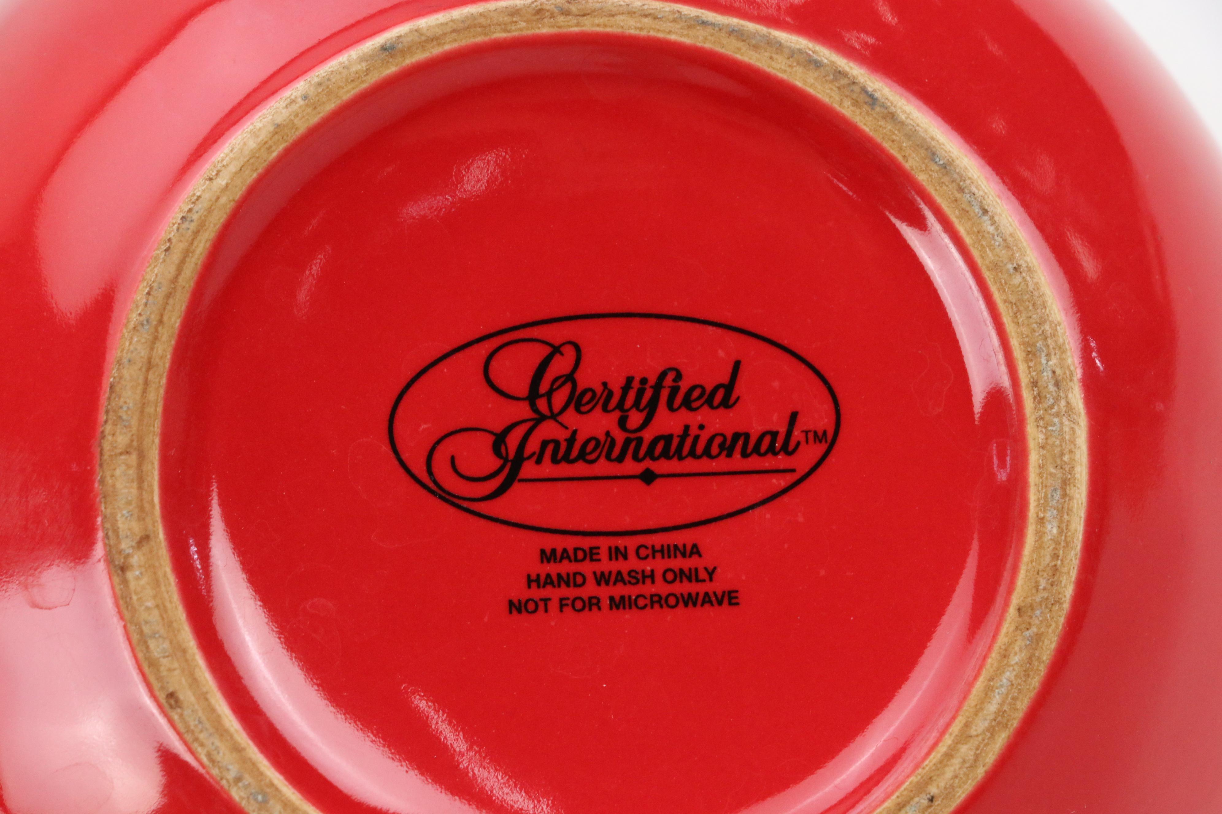 Hall "Chinese Red" Ceramic Coffelator Coffee Pot with Other Ceramic Teapots