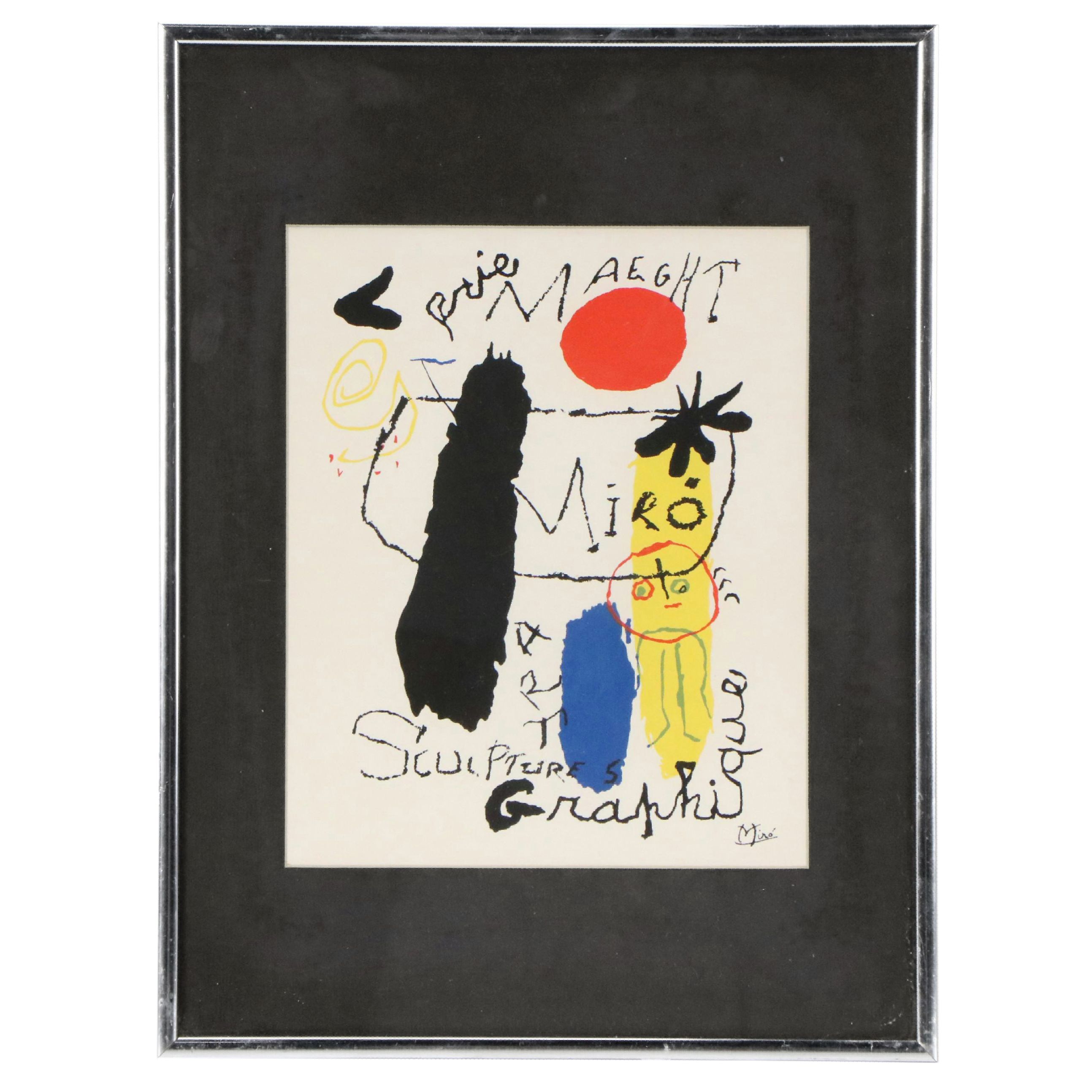 Joan Miró Color Lithograph Exhibition Poster for Galerie Maeght