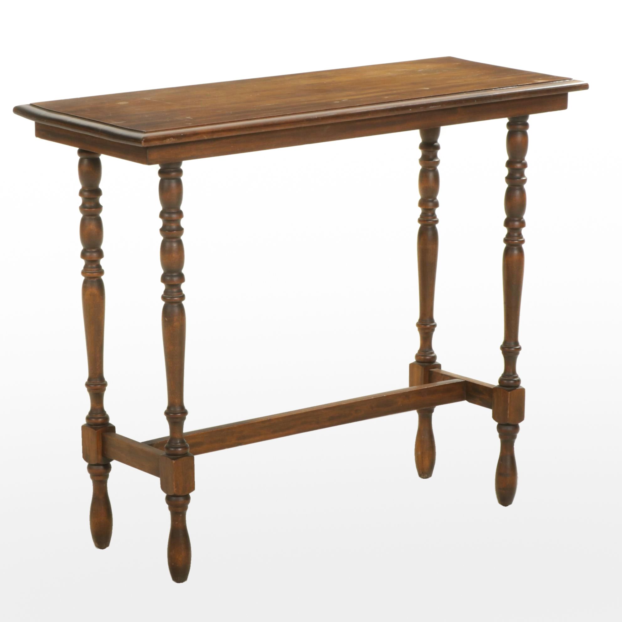 Hardwood Hall Table with Turned Legs, Early to Mid 20th Century