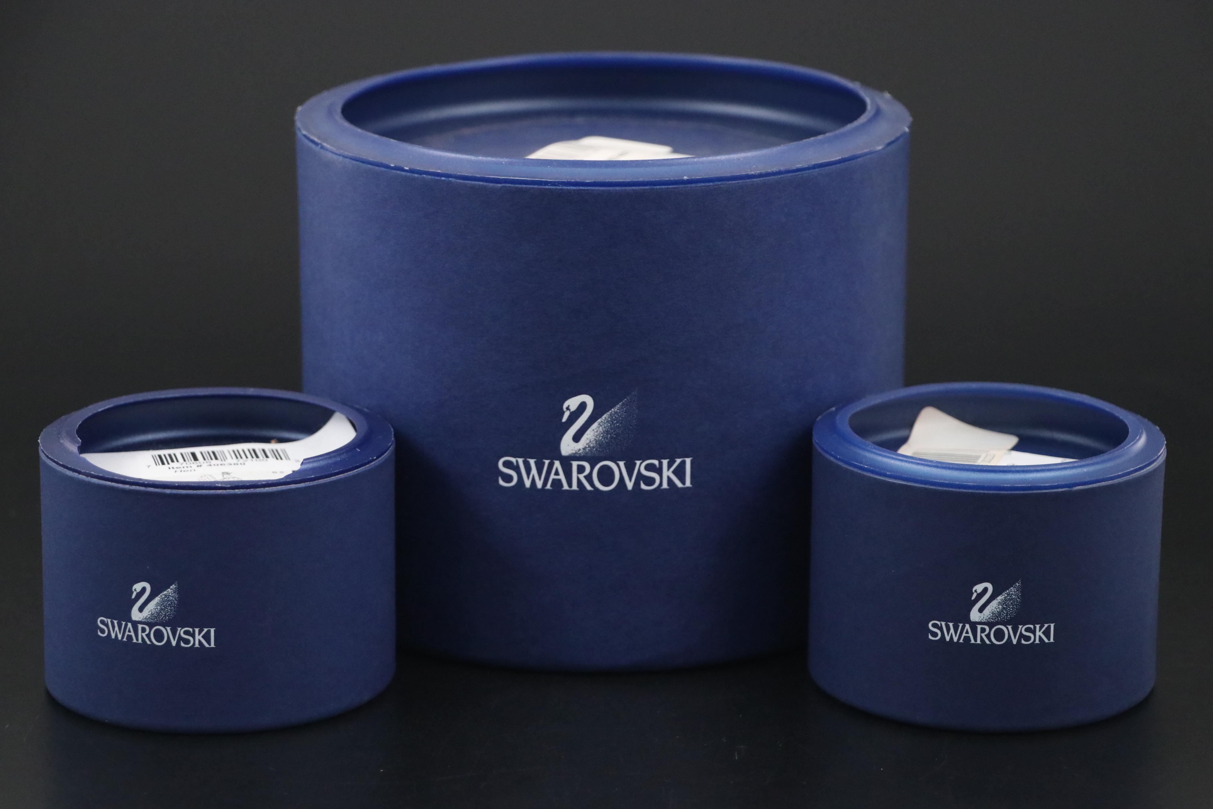 Swarovski Crystal Rooster & Hen, Hummingbird Figurines with Original Boxes