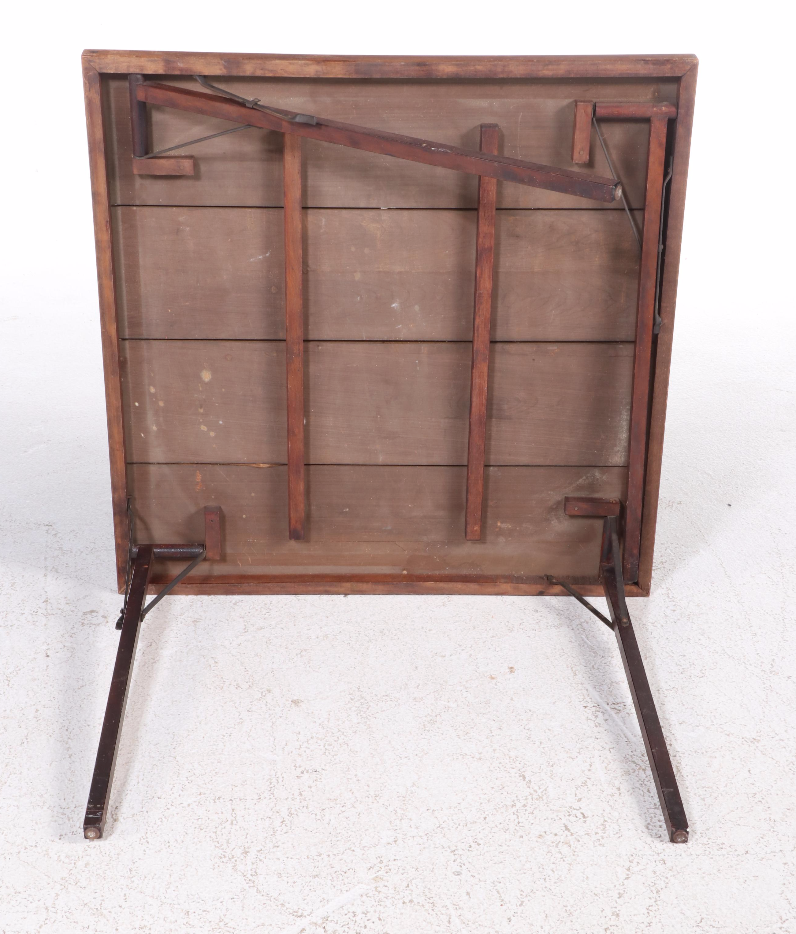 Ferguson Bros. Wood Folding Card Table and Four Chairs, Mid-20th Century