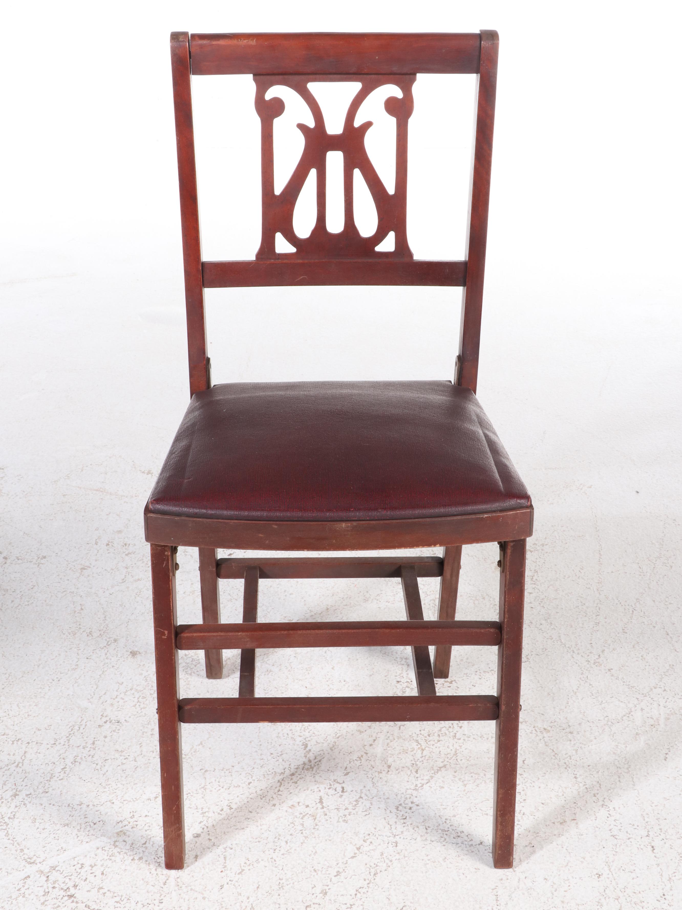 Ferguson Bros. Wood Folding Card Table and Four Chairs, Mid-20th Century