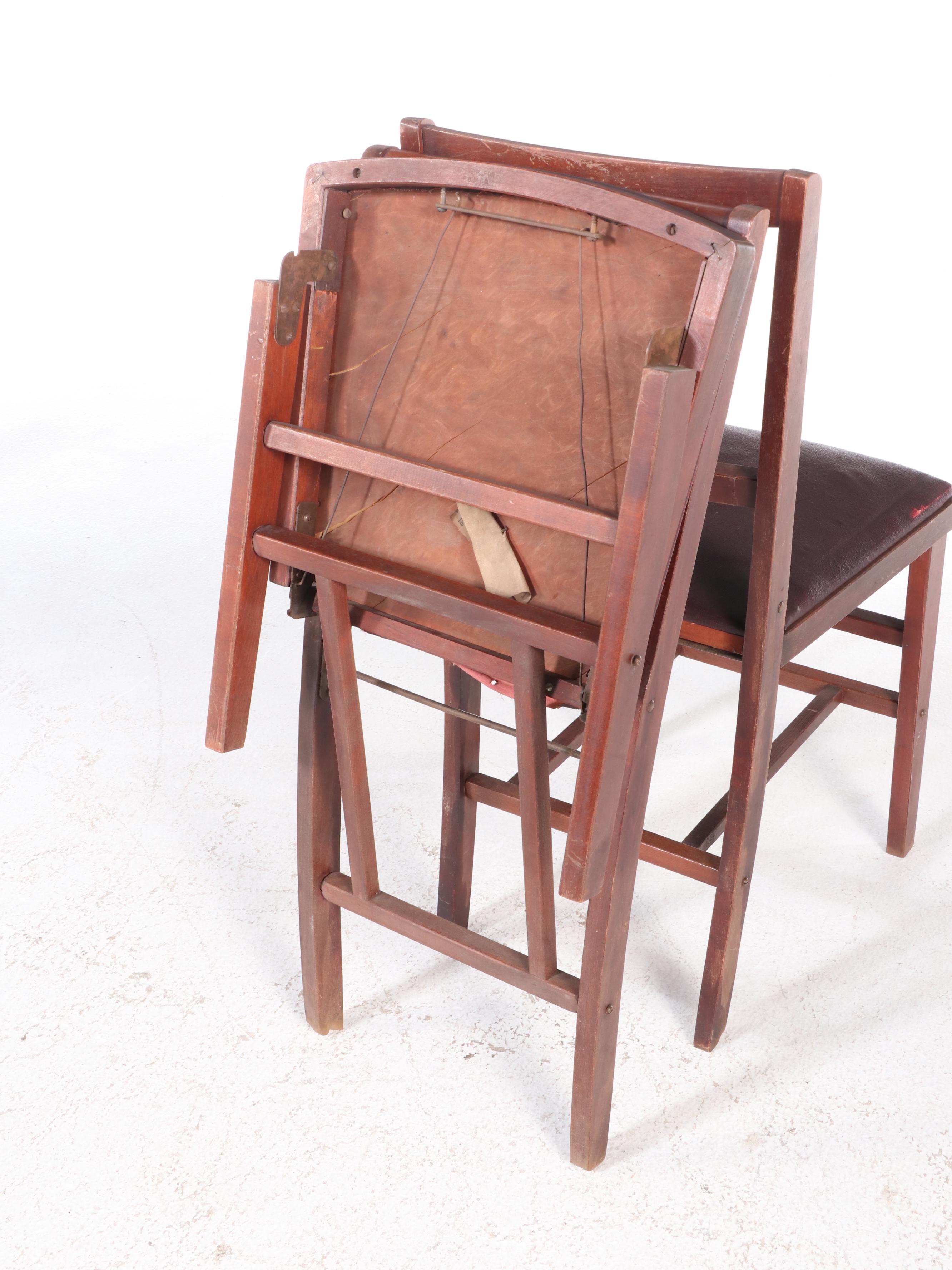 Ferguson Bros. Wood Folding Card Table and Four Chairs, Mid-20th Century