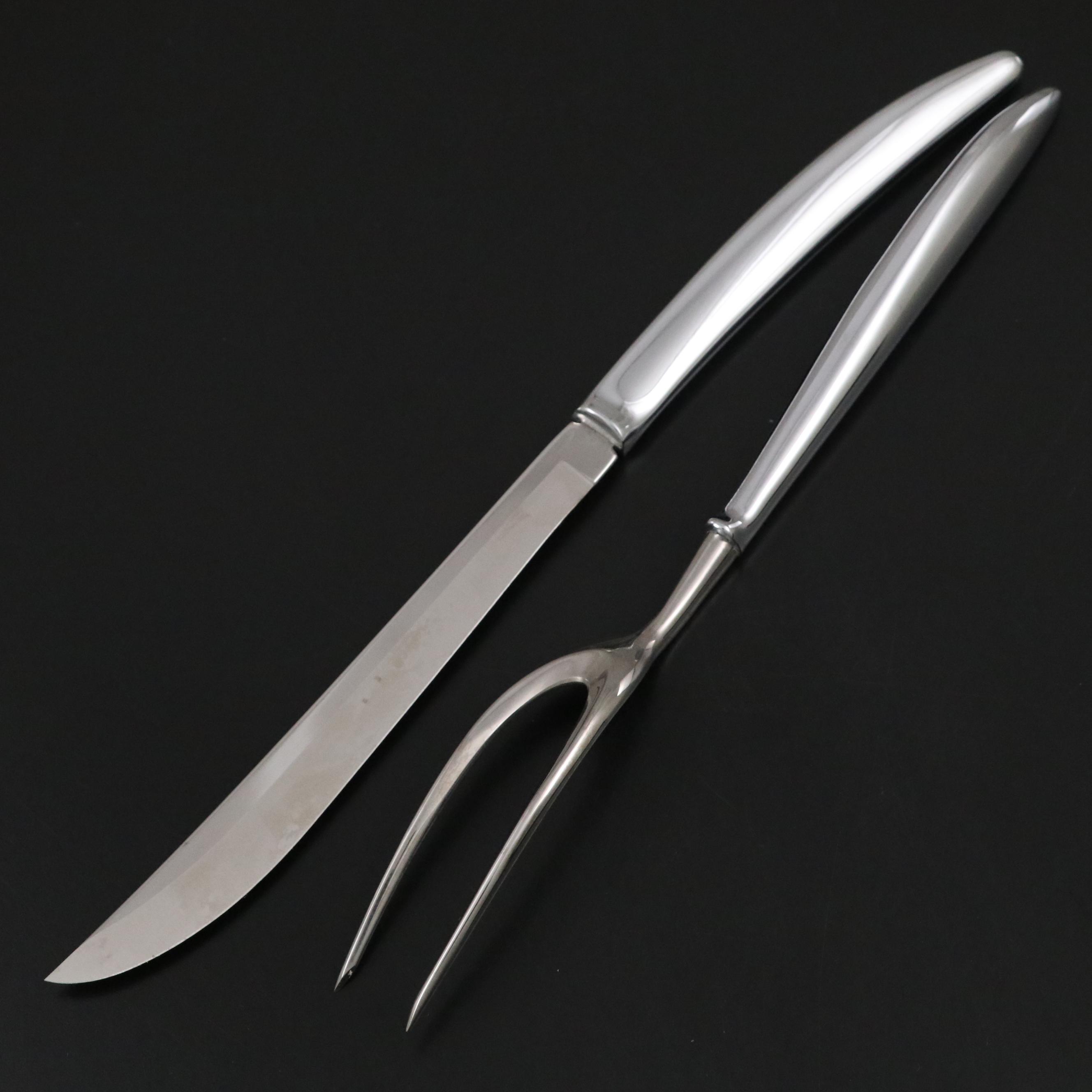 Crescent Silver Plate Ice Bucket with Stainless Steel Carving Set and More