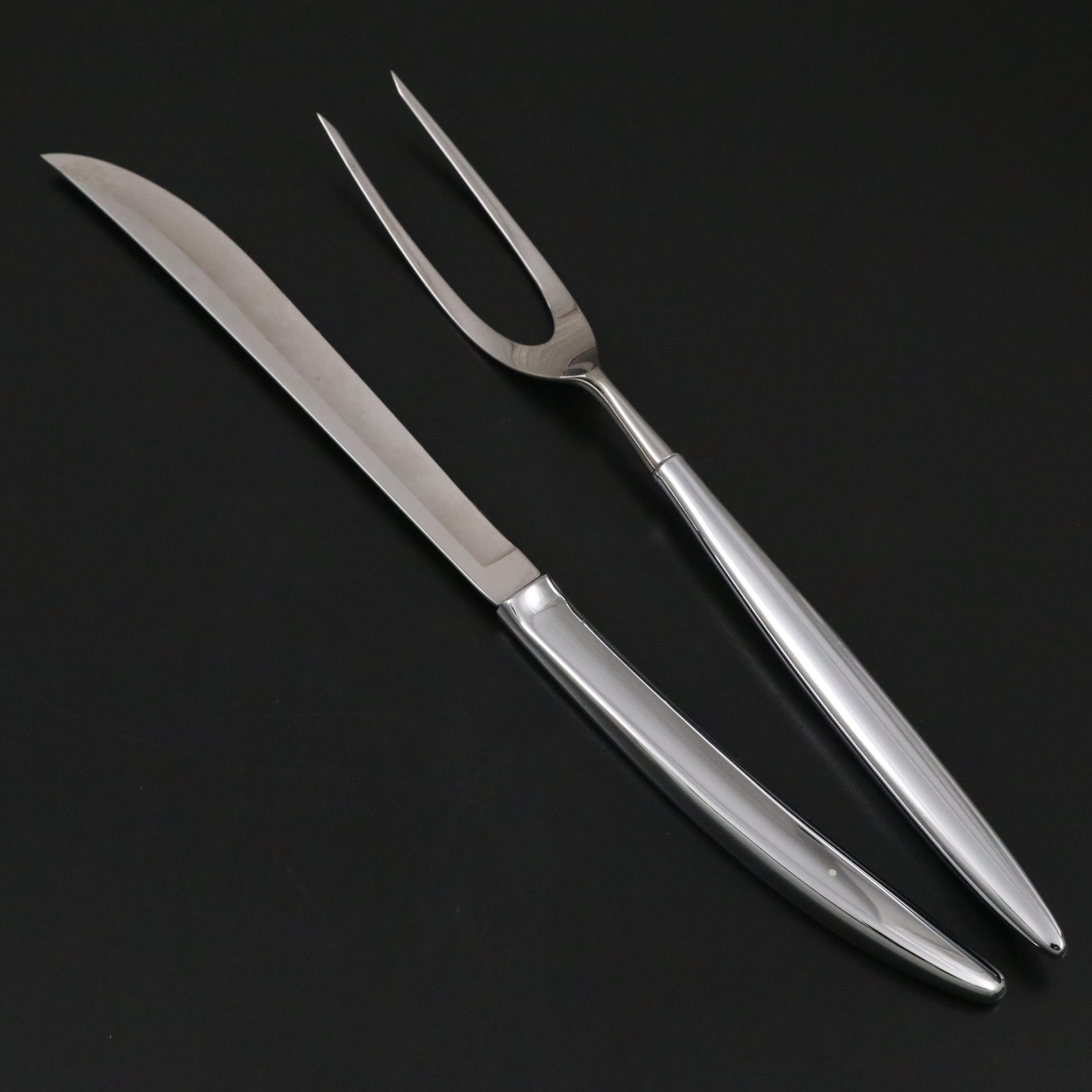 Crescent Silver Plate Ice Bucket with Stainless Steel Carving Set and More