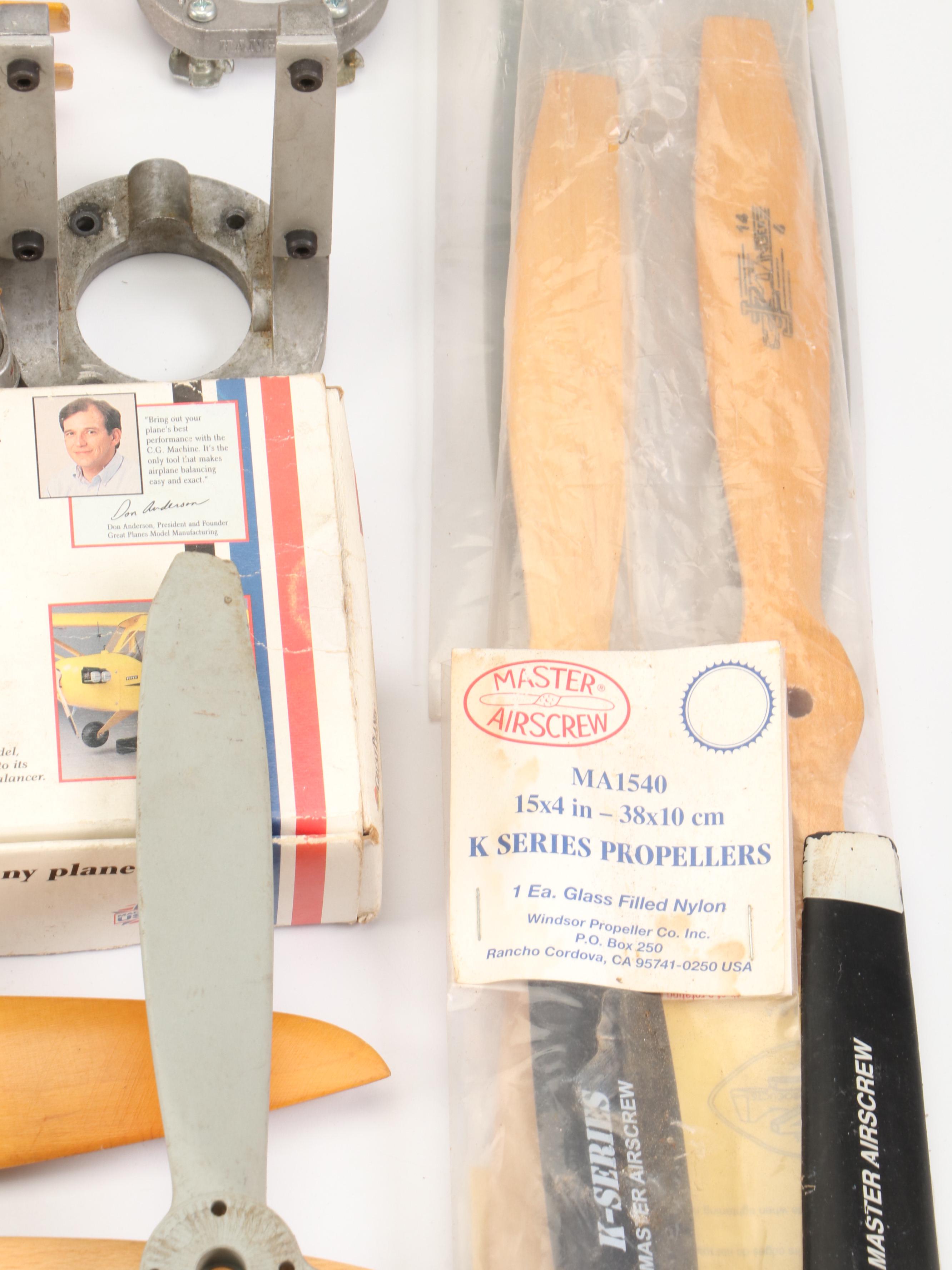 Model Airplane Propellers, Fuel Lines, Engine Mounts and Other Components