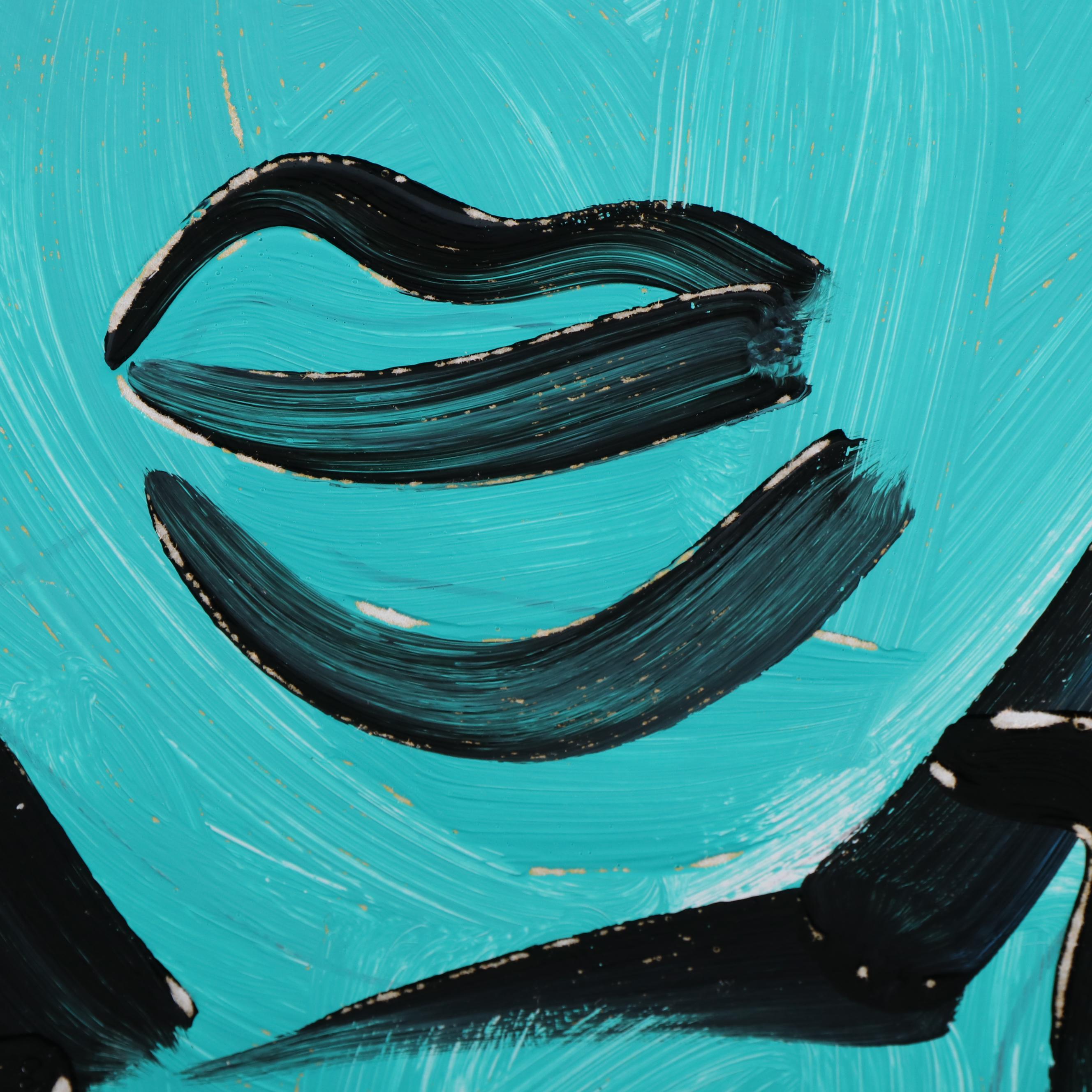 Peter Keil Abstract Acrylic Portrait Painting, Late 20th Century