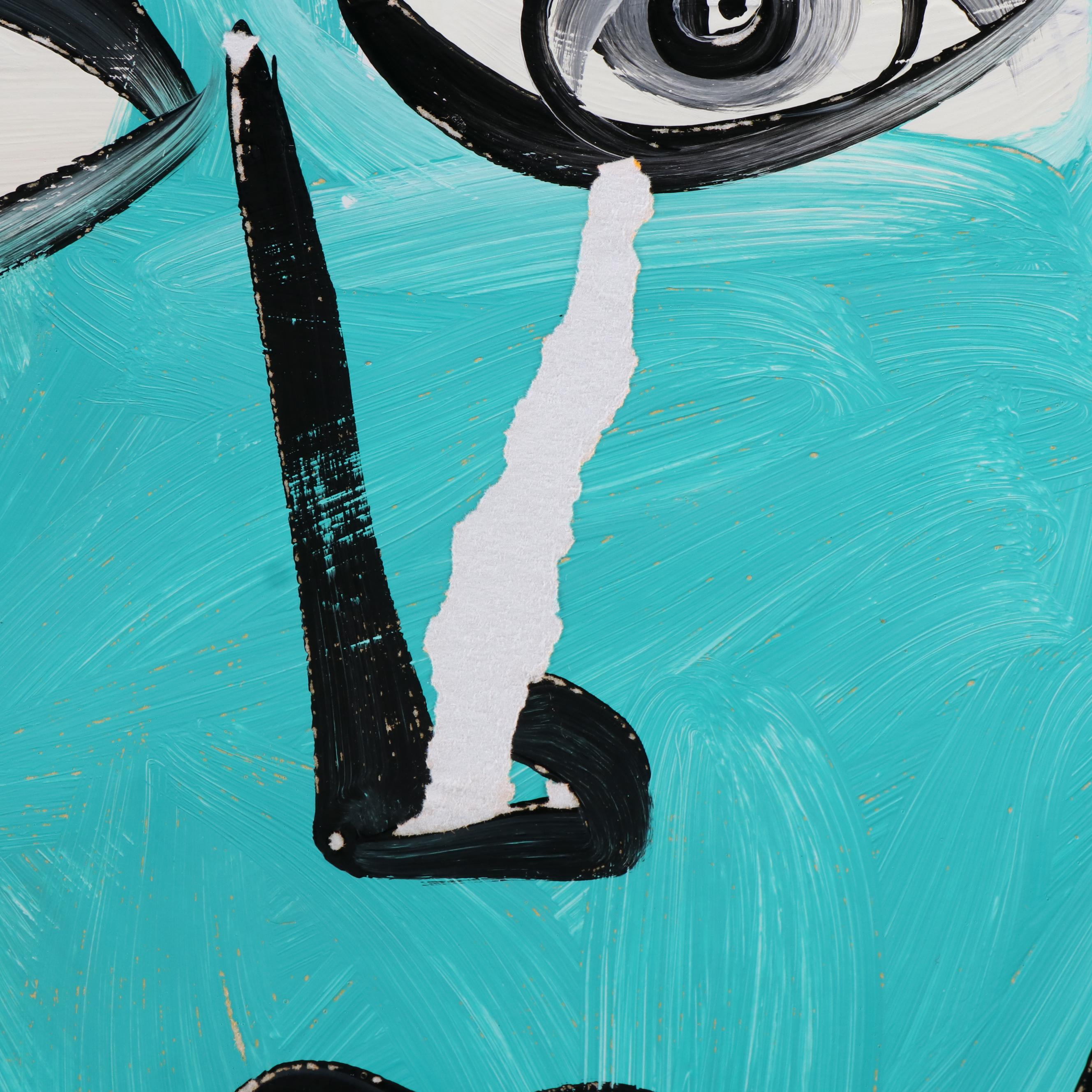 Peter Keil Abstract Acrylic Portrait Painting, Late 20th Century