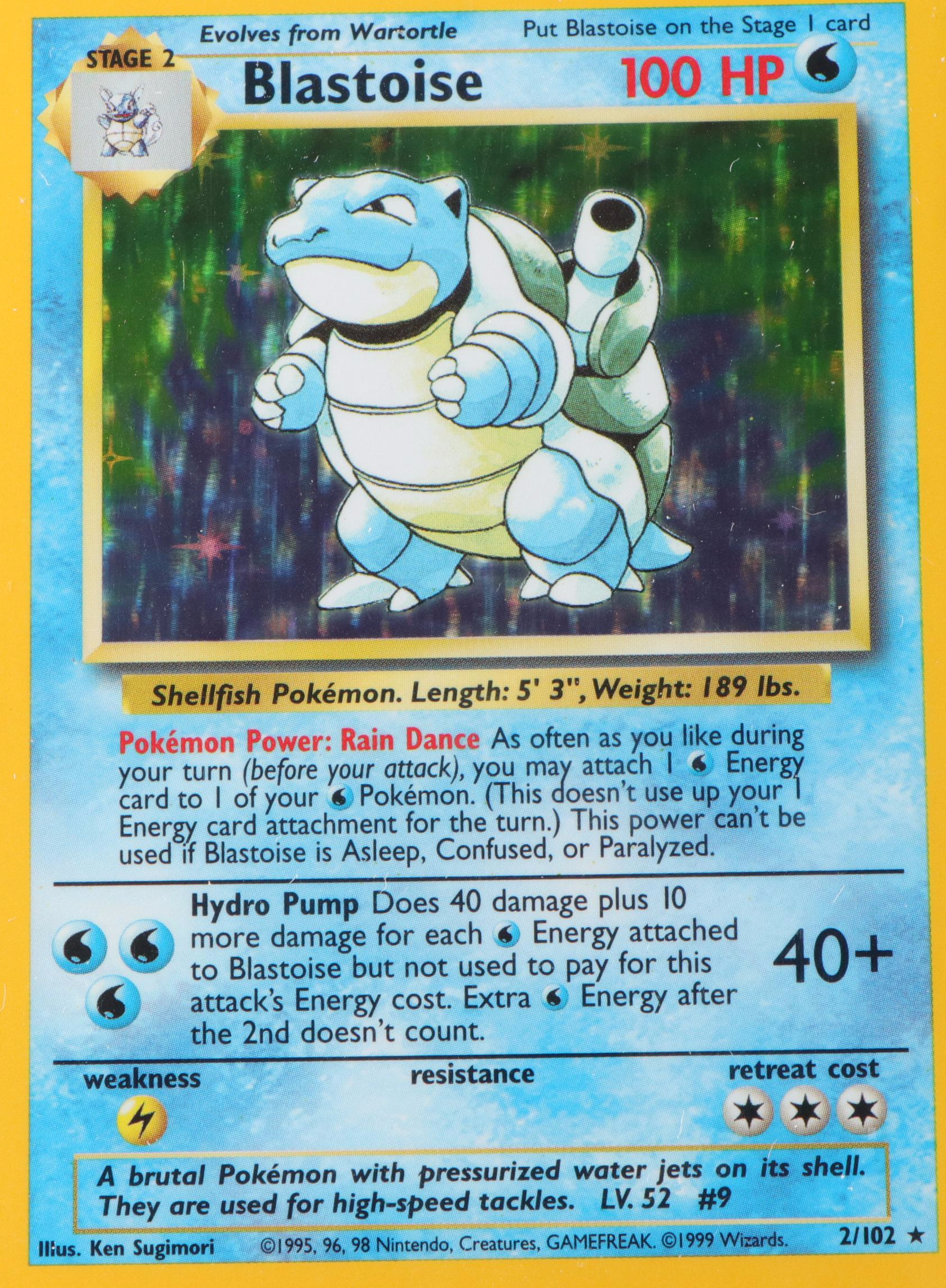 Base Set Holographic Blastoise Pokémon Card #2 Graded CGC 9