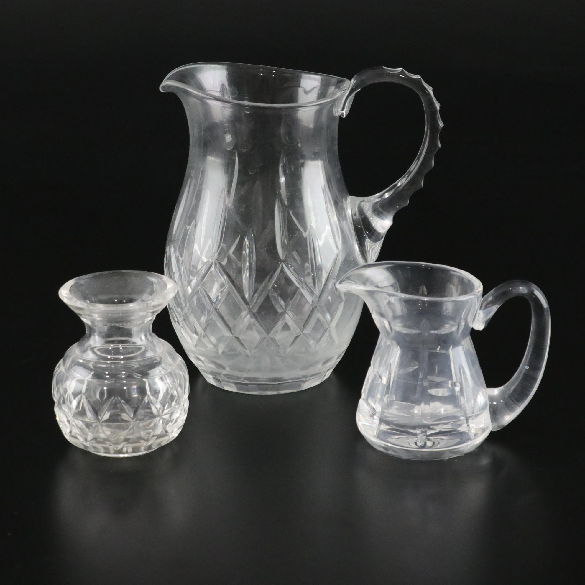 Waterford Creamer and Vase with Rogaska "Gallia" Pitcher