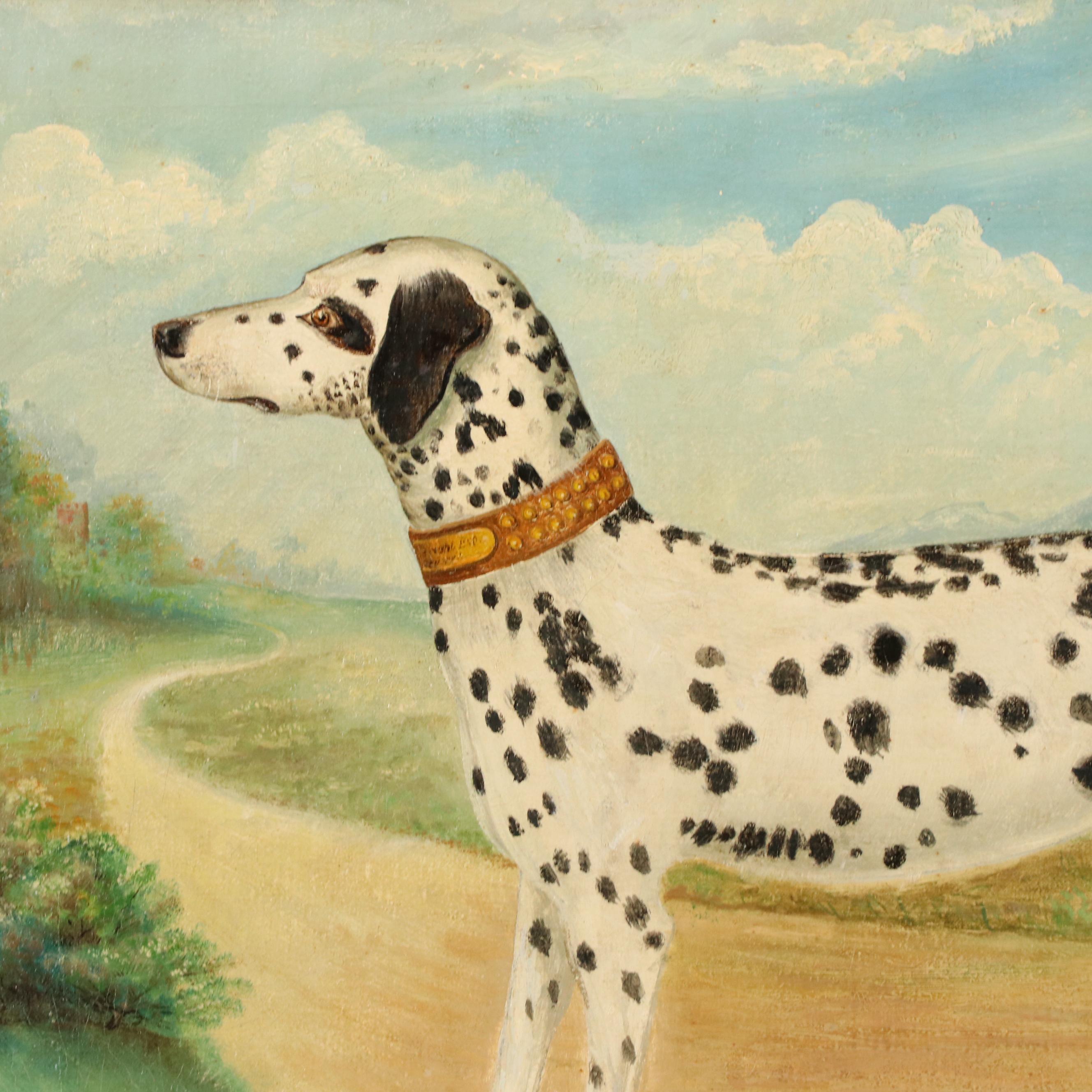 Dog Portrait Oil Painting of Dalmatian, Mid-20th Century
