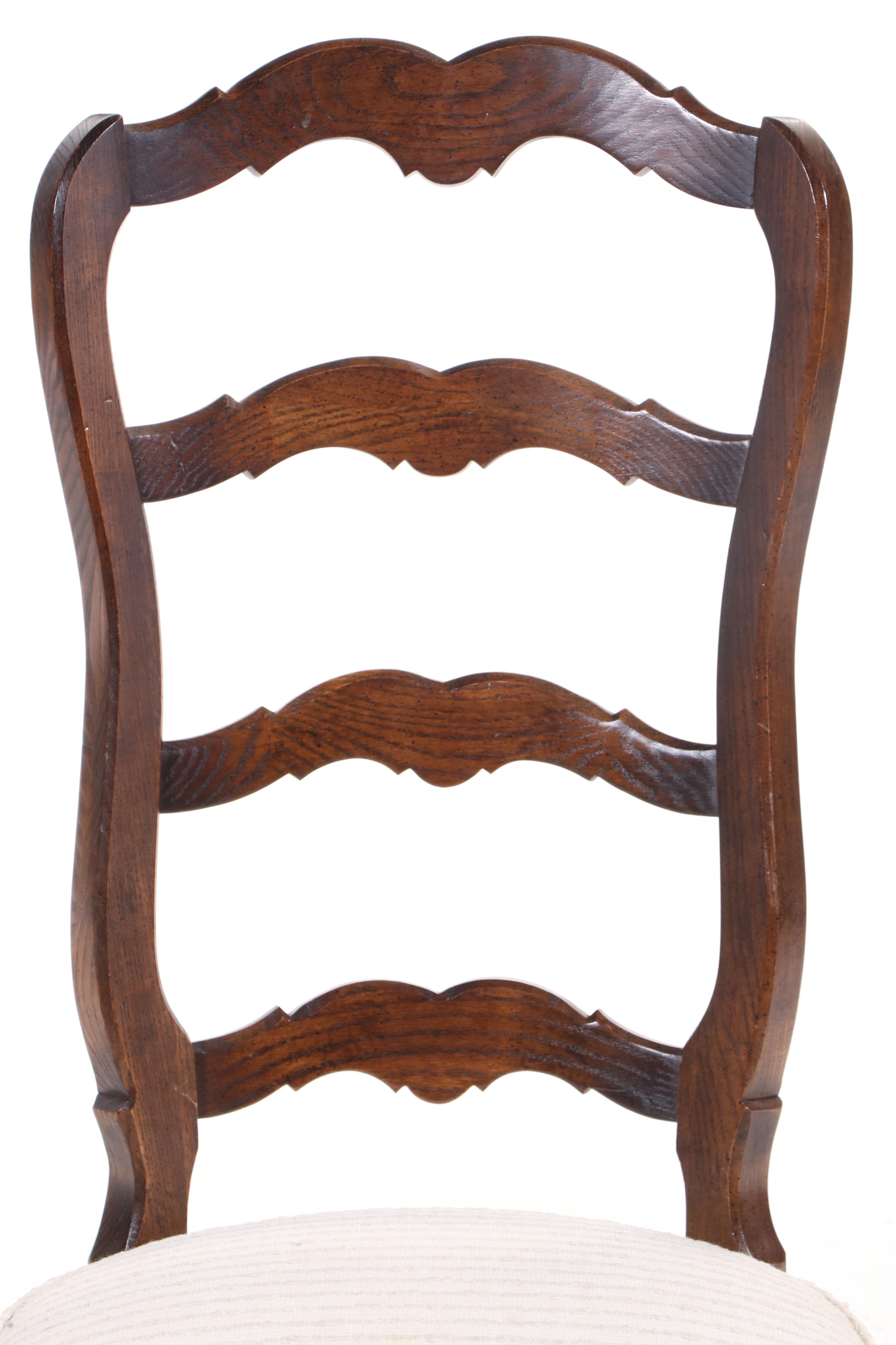 Century French Country Style Parquet Top Oak Dining Table and Chairs