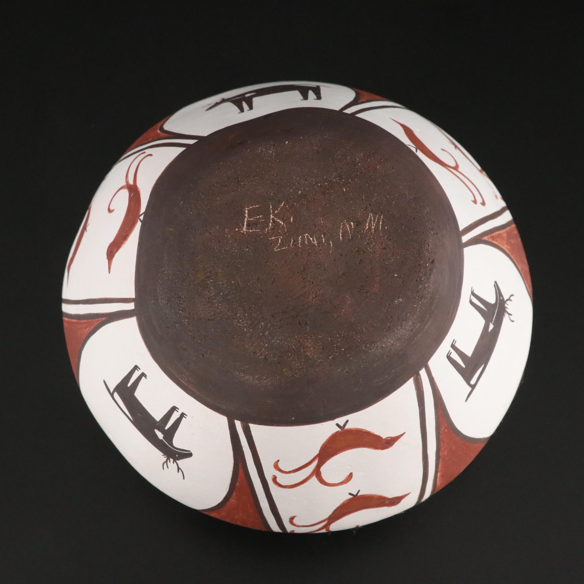 Native American Hand-Painted Southwestern Pottery Bowls and Pendant