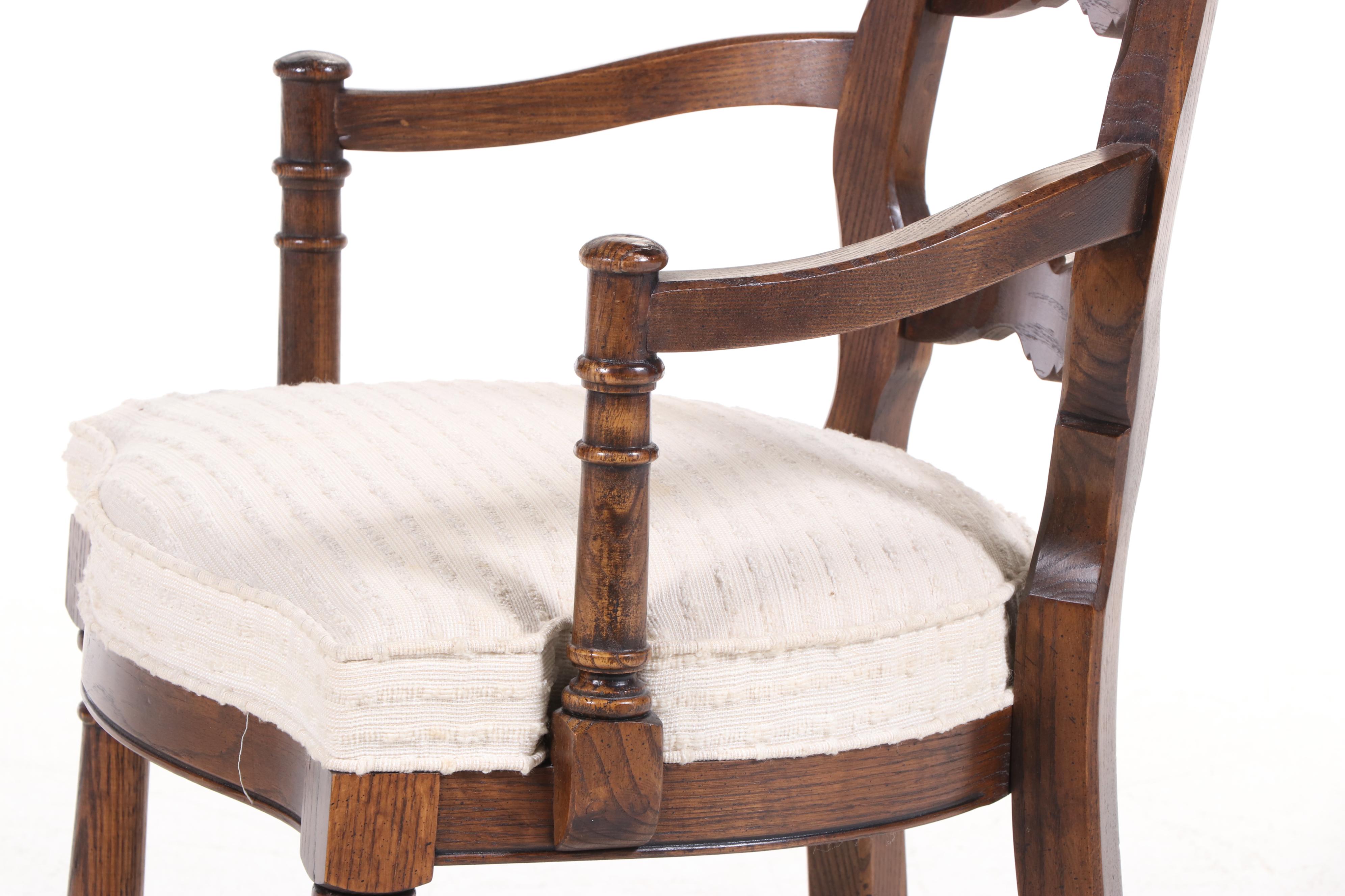 Century French Country Style Parquet Top Oak Dining Table and Chairs