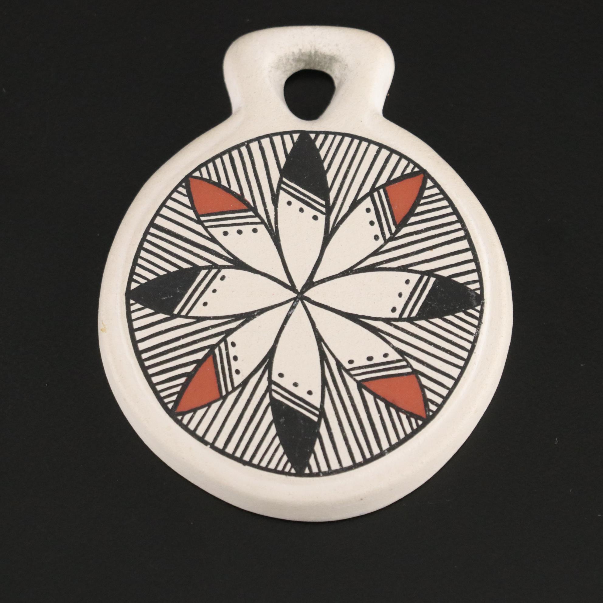 Native American Hand-Painted Southwestern Pottery Bowls and Pendant