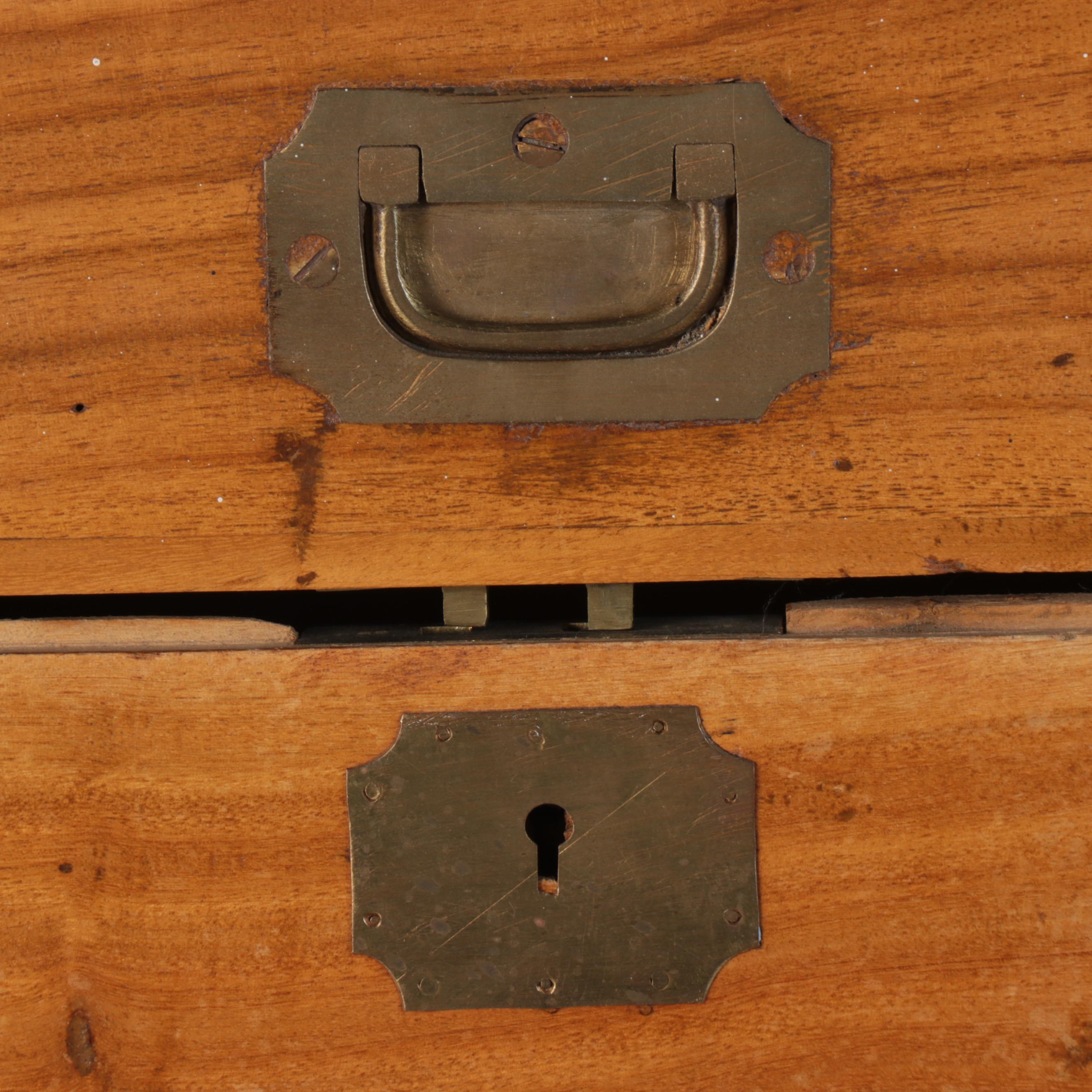 English Camphor Wood Campaign Trunk on Stand, Late 19th/Early 20th Century