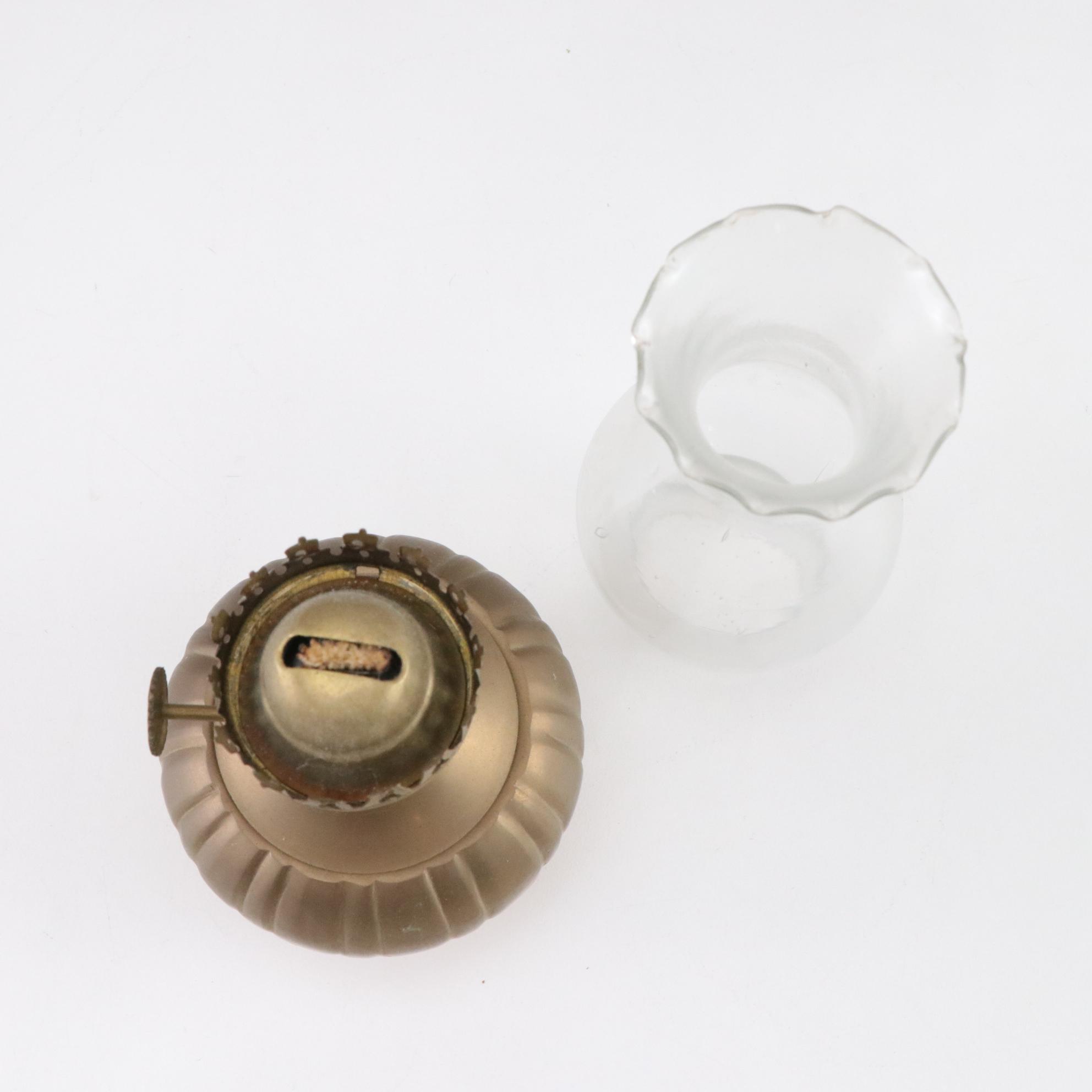 Engraved Brass Trinket Box with Enamel Decor with Brass Vase and Oil Lamp