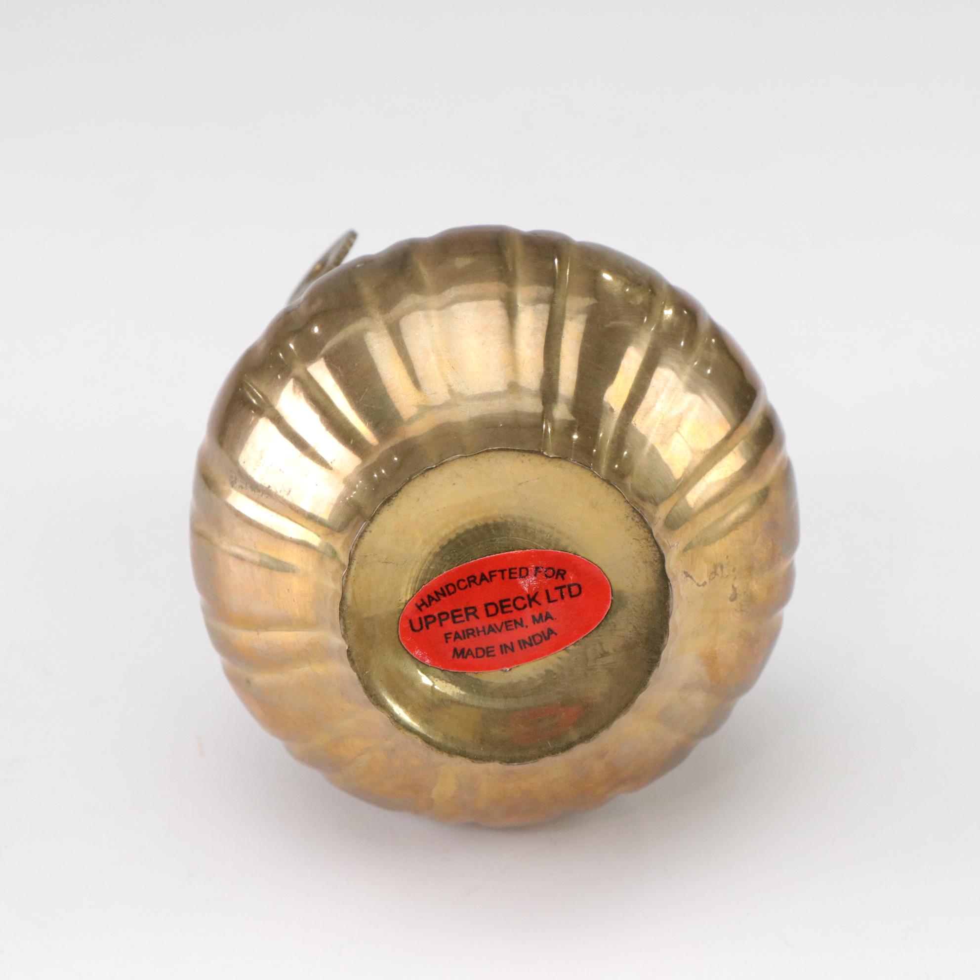 Engraved Brass Trinket Box with Enamel Decor with Brass Vase and Oil Lamp