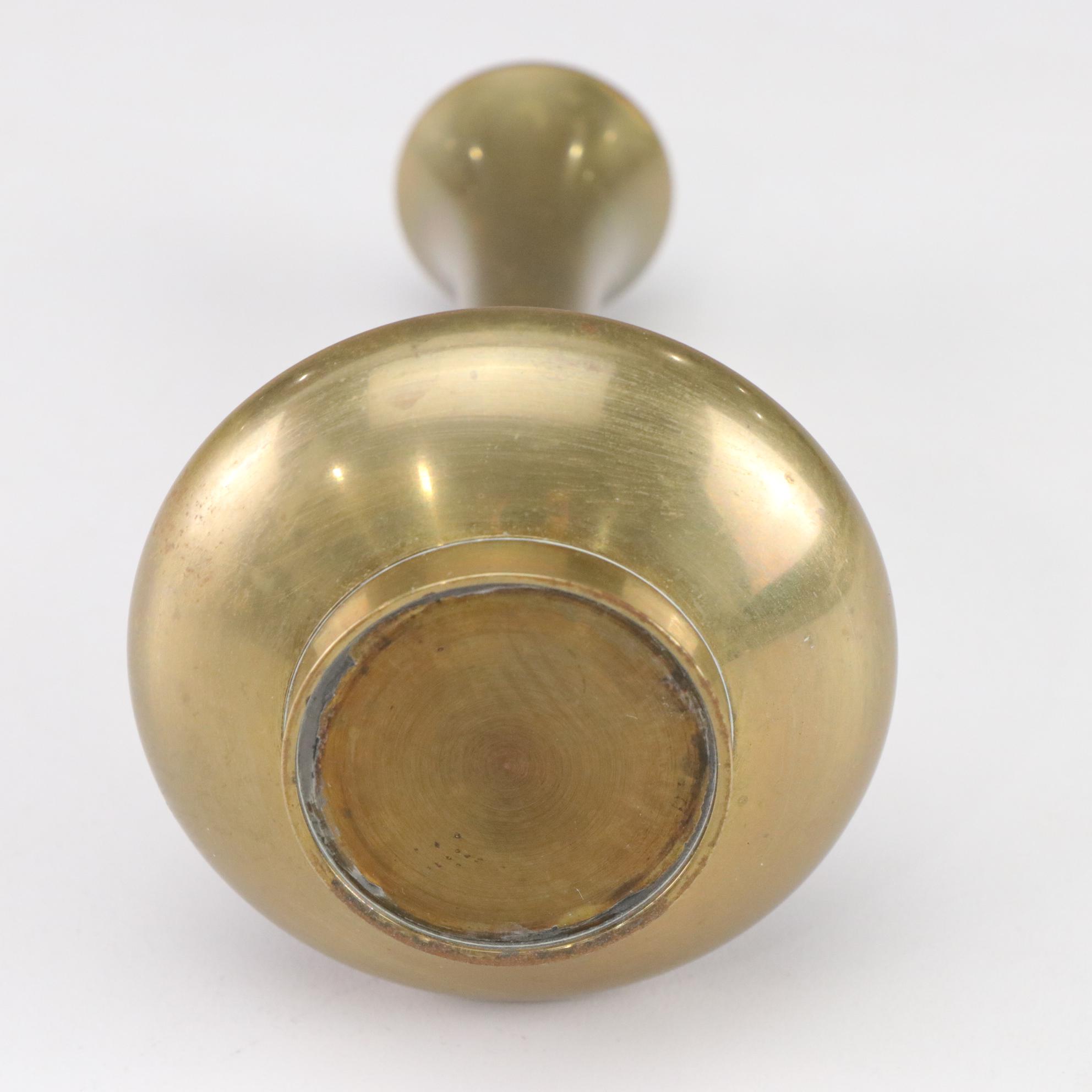 Engraved Brass Trinket Box with Enamel Decor with Brass Vase and Oil Lamp