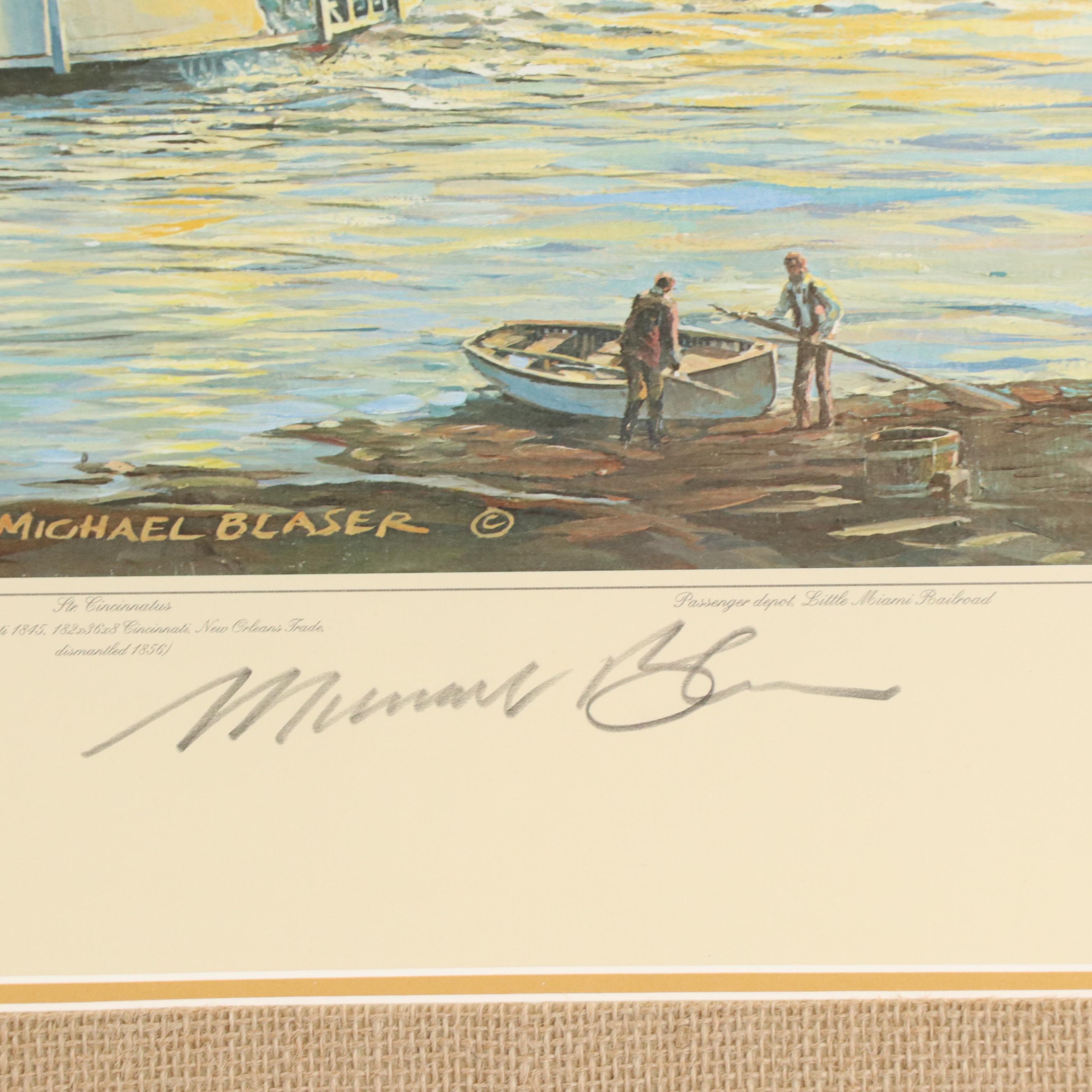 Michael Blaser Offset Lithograph "The Public Landing - Cincinnati 1850," 1991