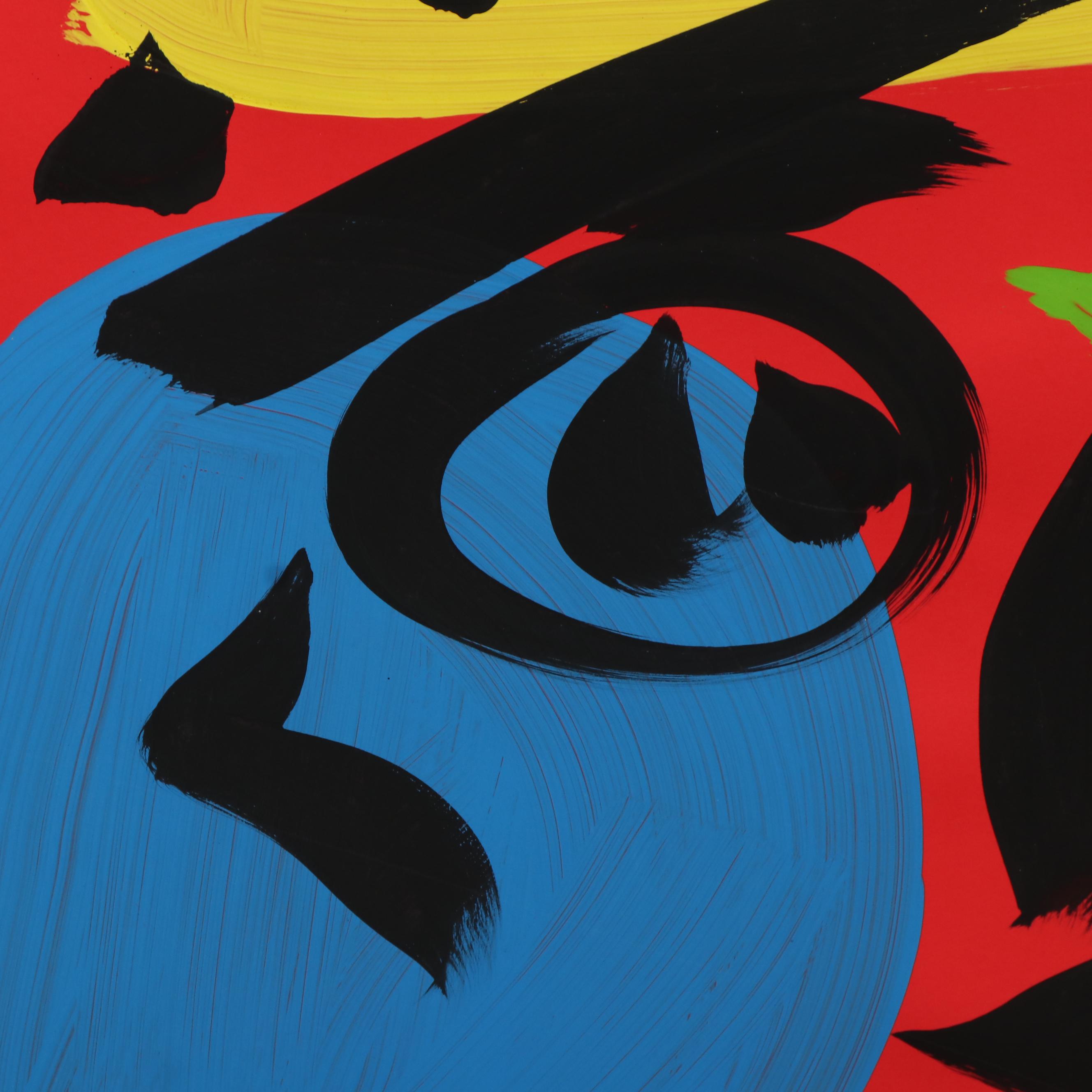 Peter Keil Abstract Acrylic Portrait Painting, Late 20th Century