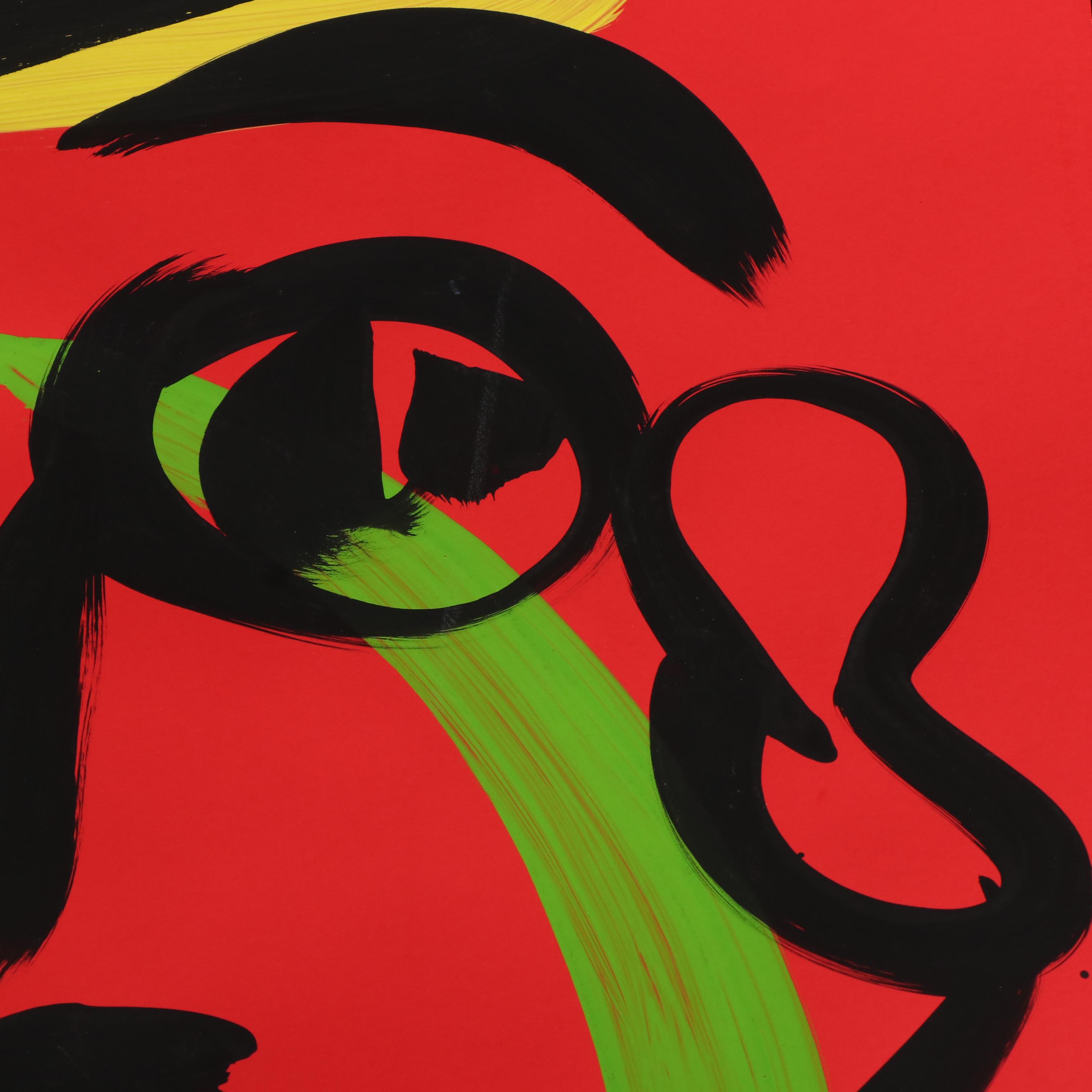 Peter Keil Abstract Acrylic Portrait Painting, Late 20th Century