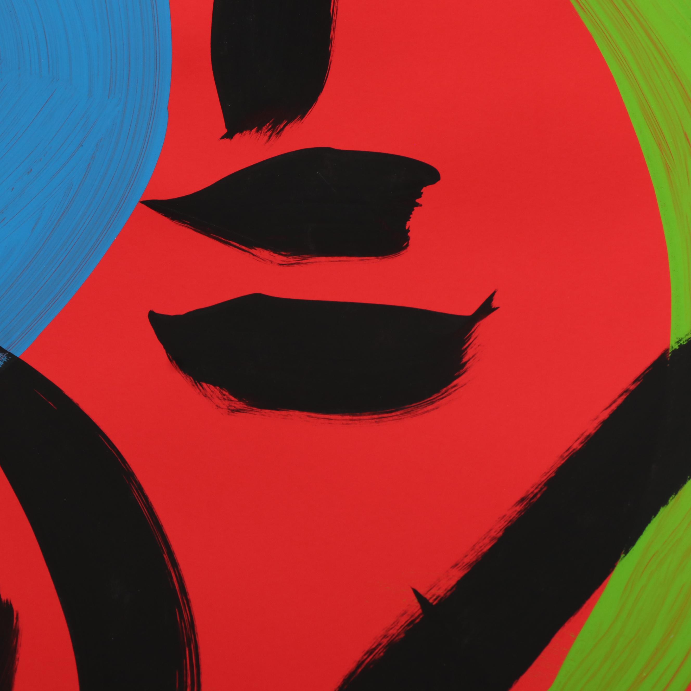 Peter Keil Abstract Acrylic Portrait Painting, Late 20th Century