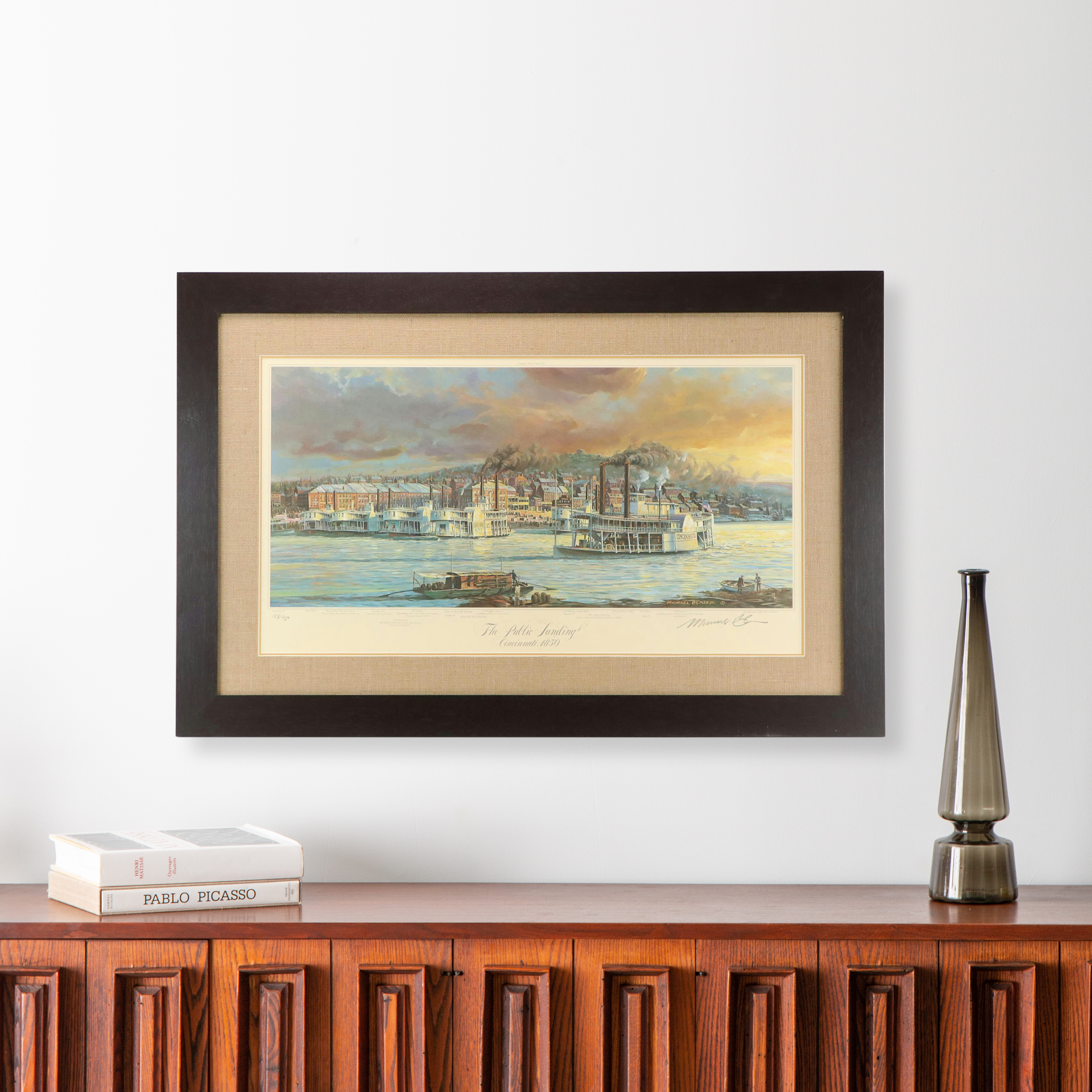 Michael Blaser Offset Lithograph "The Public Landing - Cincinnati 1850," 1991