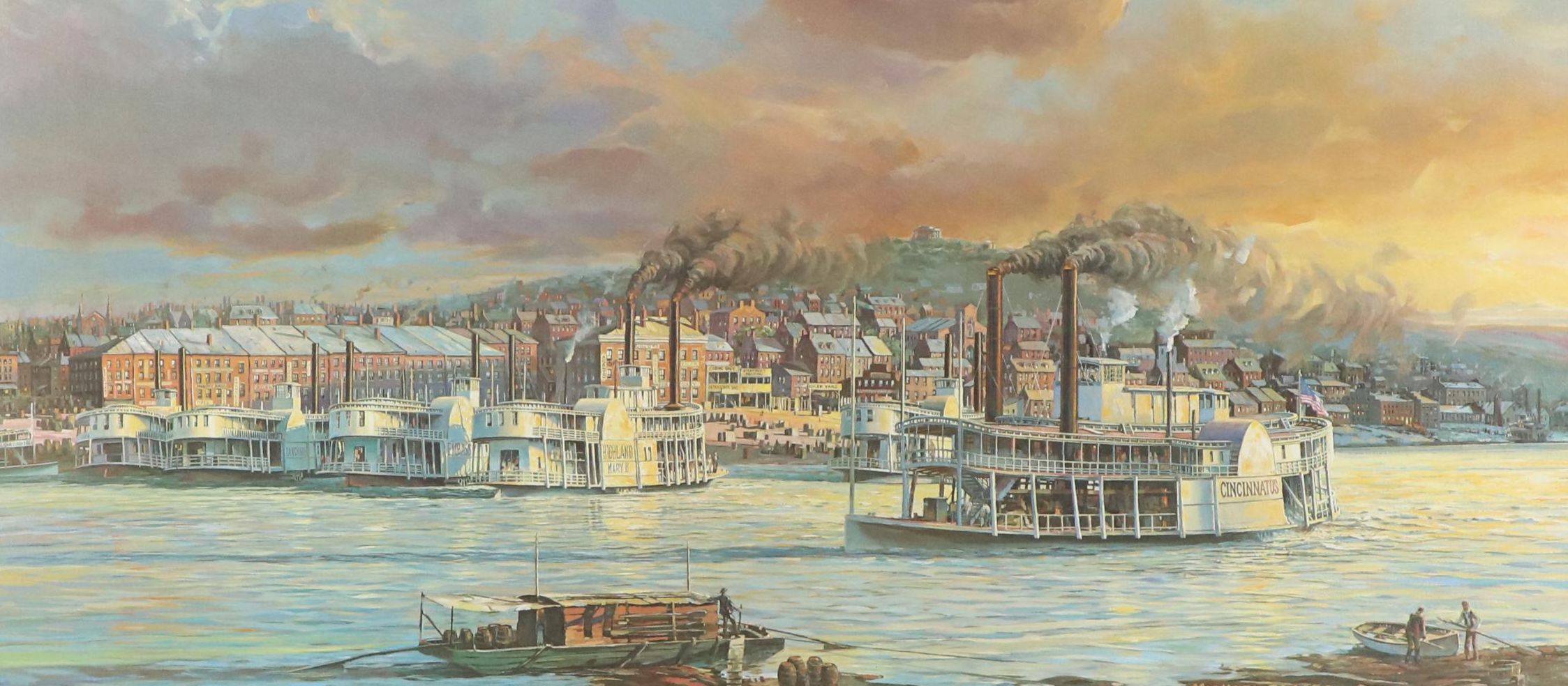 Michael Blaser Offset Lithograph "The Public Landing - Cincinnati 1850," 1991