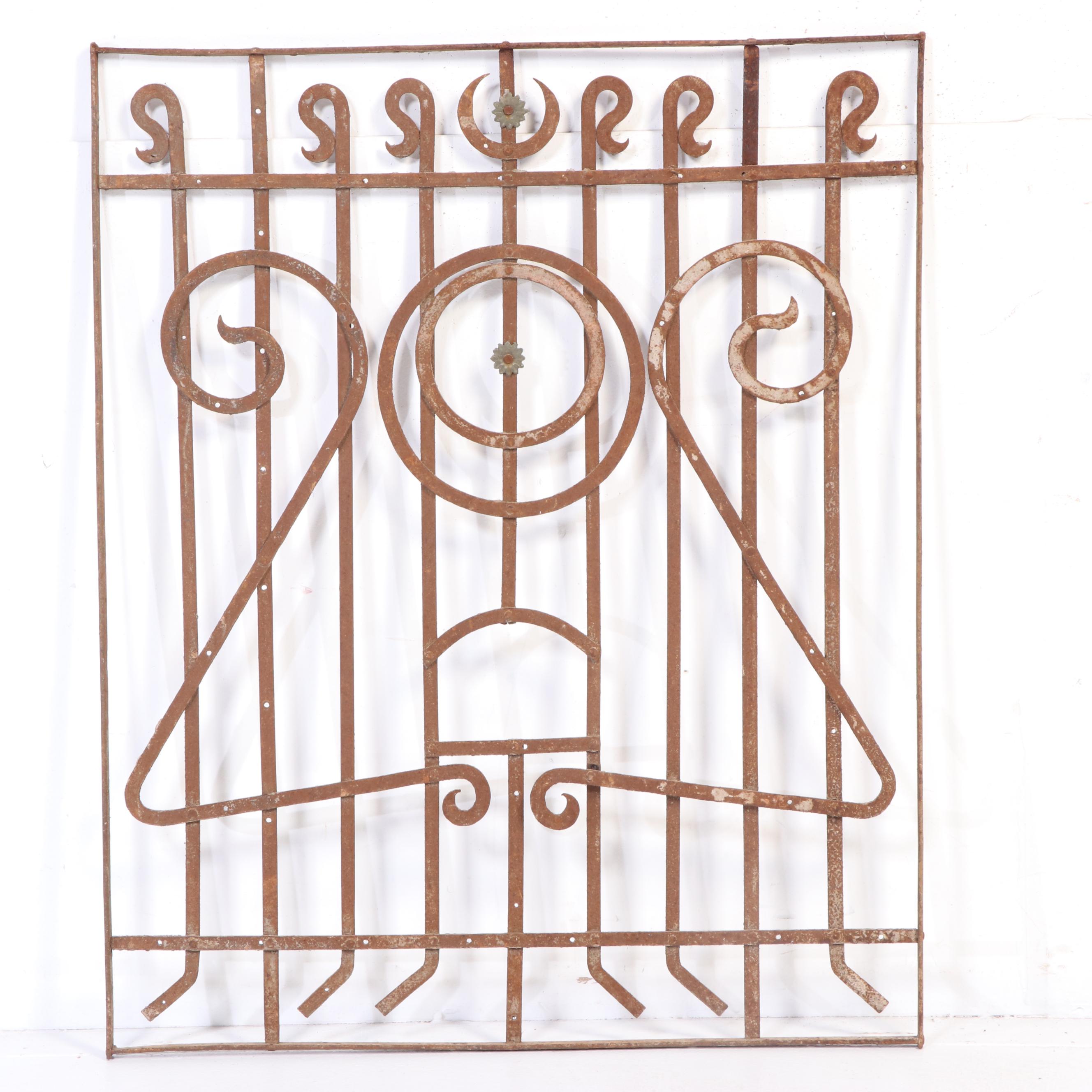 Late Victorian Art Nouveau Hand-Forged Wrought Iron Window Grates