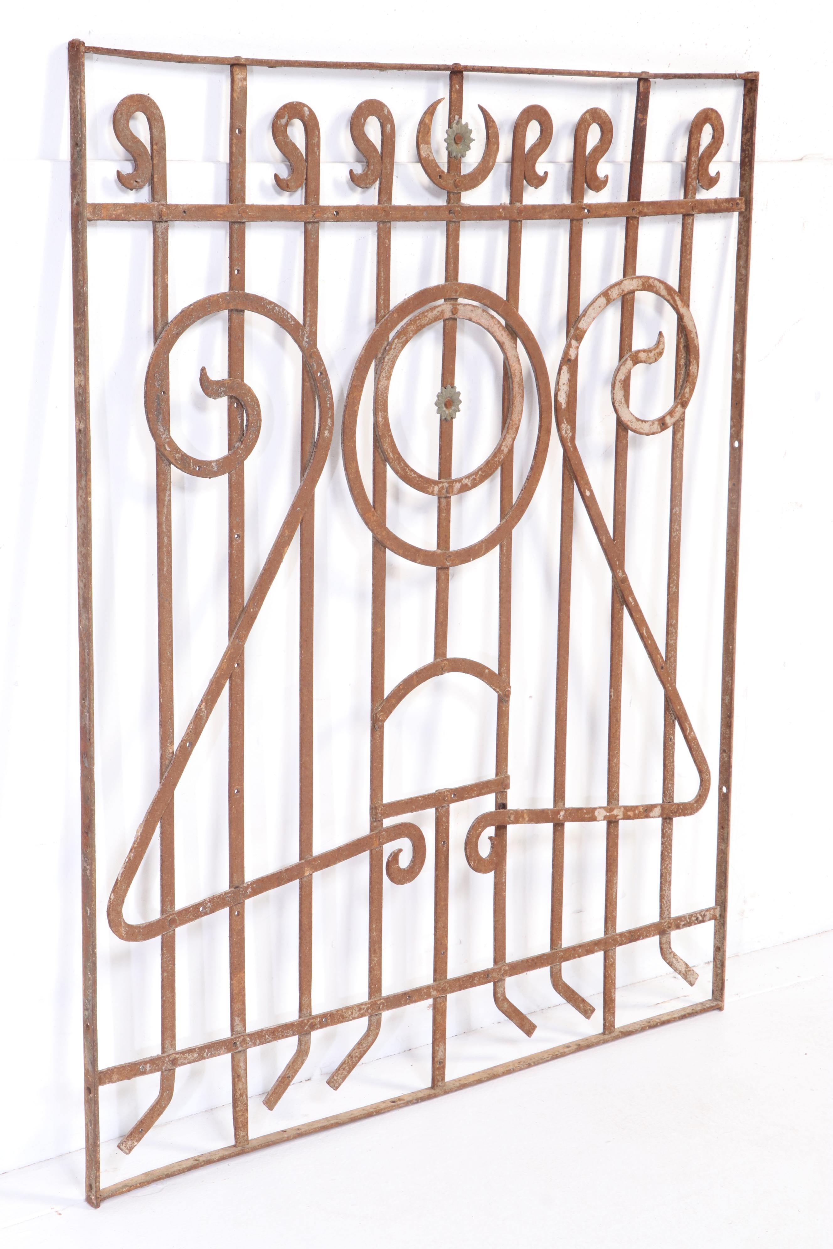 Late Victorian Art Nouveau Hand-Forged Wrought Iron Window Grates