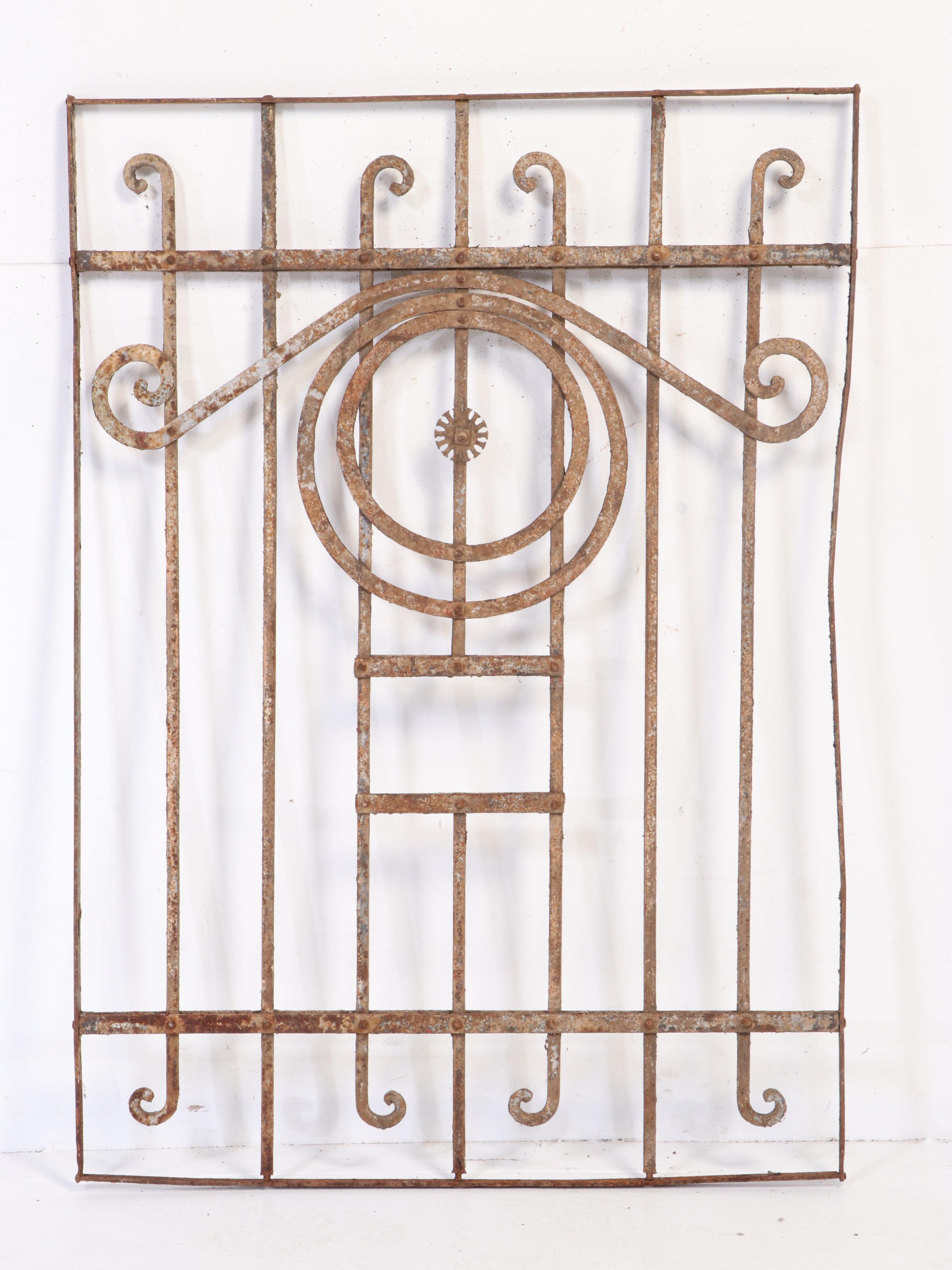 Late Victorian Art Nouveau Hand-Forged Wrought Iron Window Grates