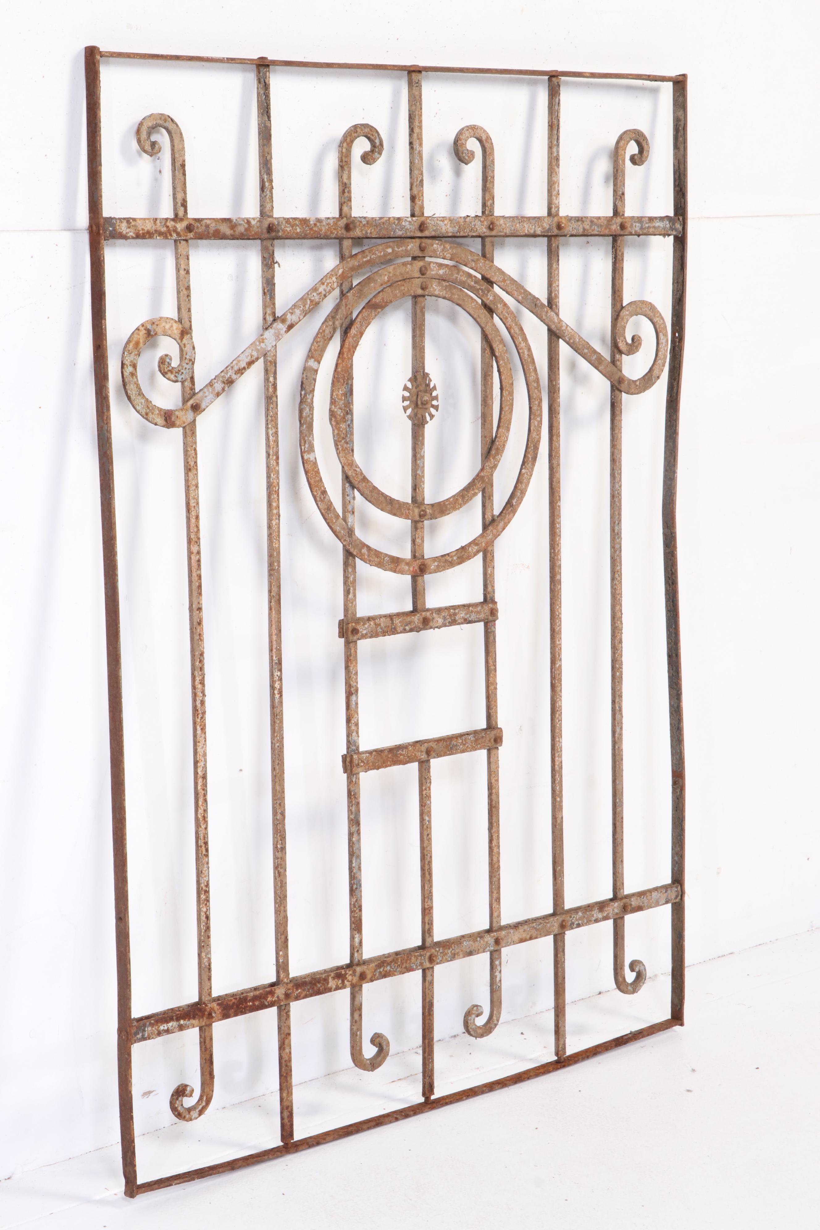 Late Victorian Art Nouveau Hand-Forged Wrought Iron Window Grates