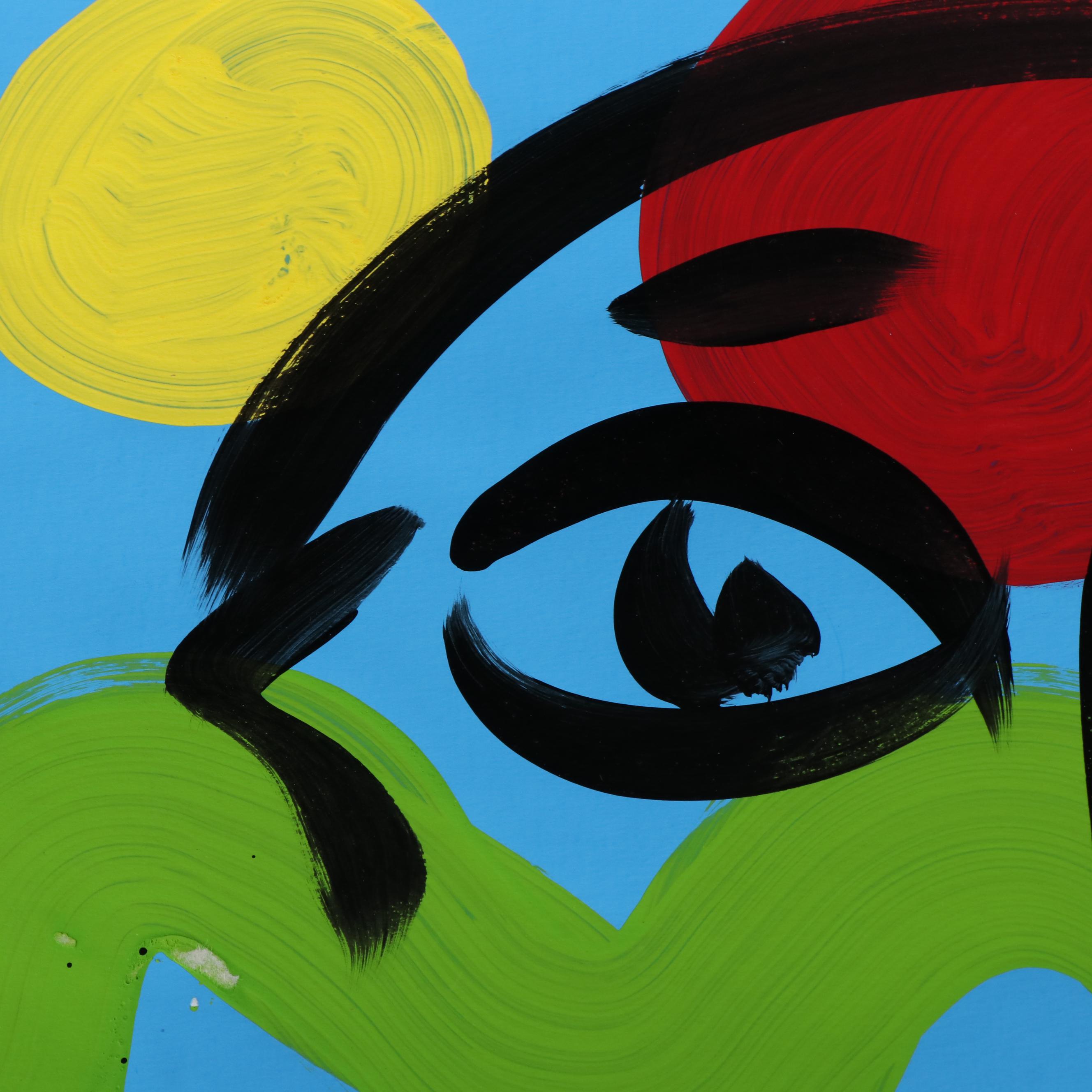 Peter Keil Abstract Acrylic Portrait Painting, Late 20th Century